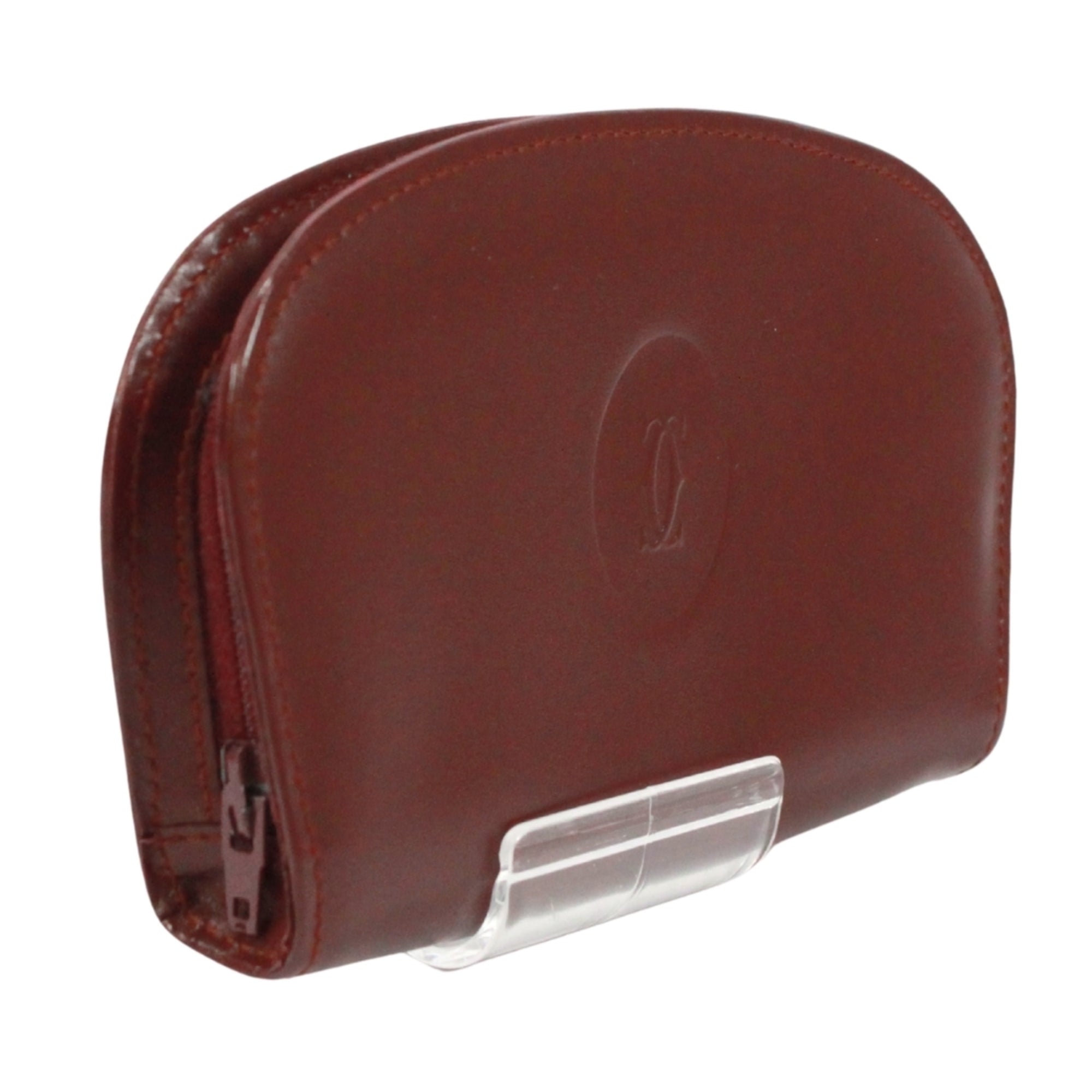 Cartier Bordeaux Leather Coin Purse/Coin Case (Pre-Owned)