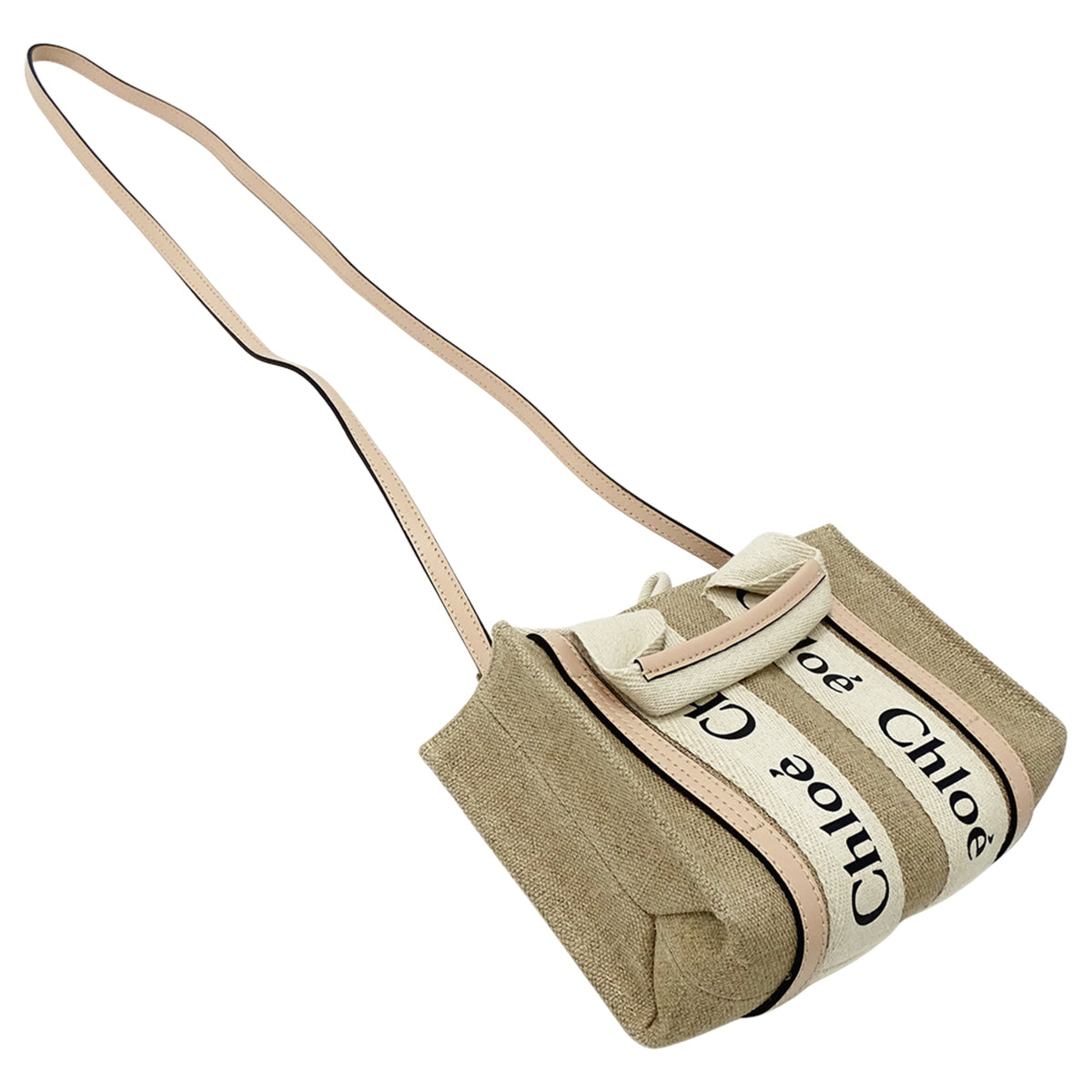 Chloé Beige Pink Canvas Handbag Shoulder Bag Tote Bag (Pre-Owned)