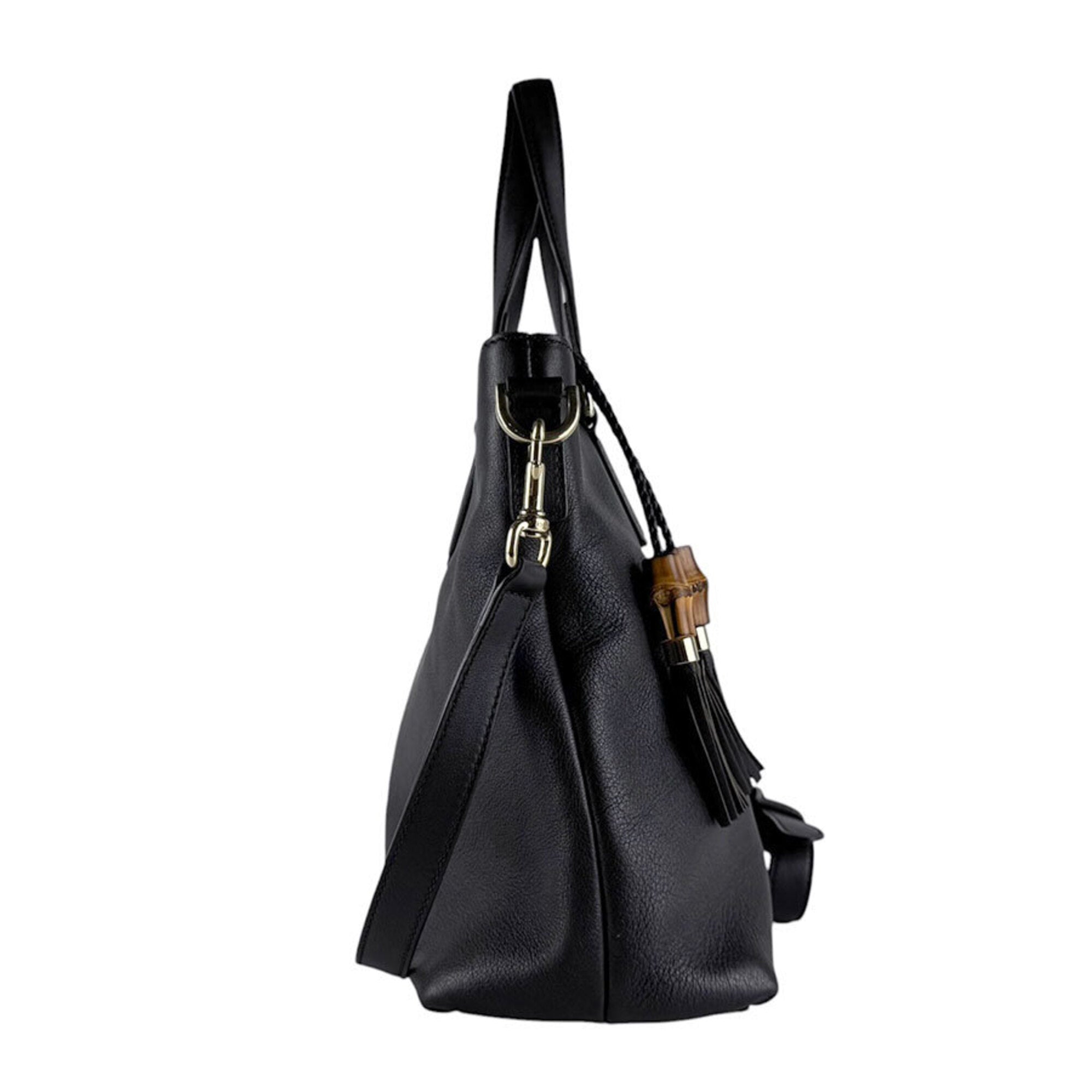 Gucci Dark Brown Leather Handbag Shoulder Bag (Pre-Owned)