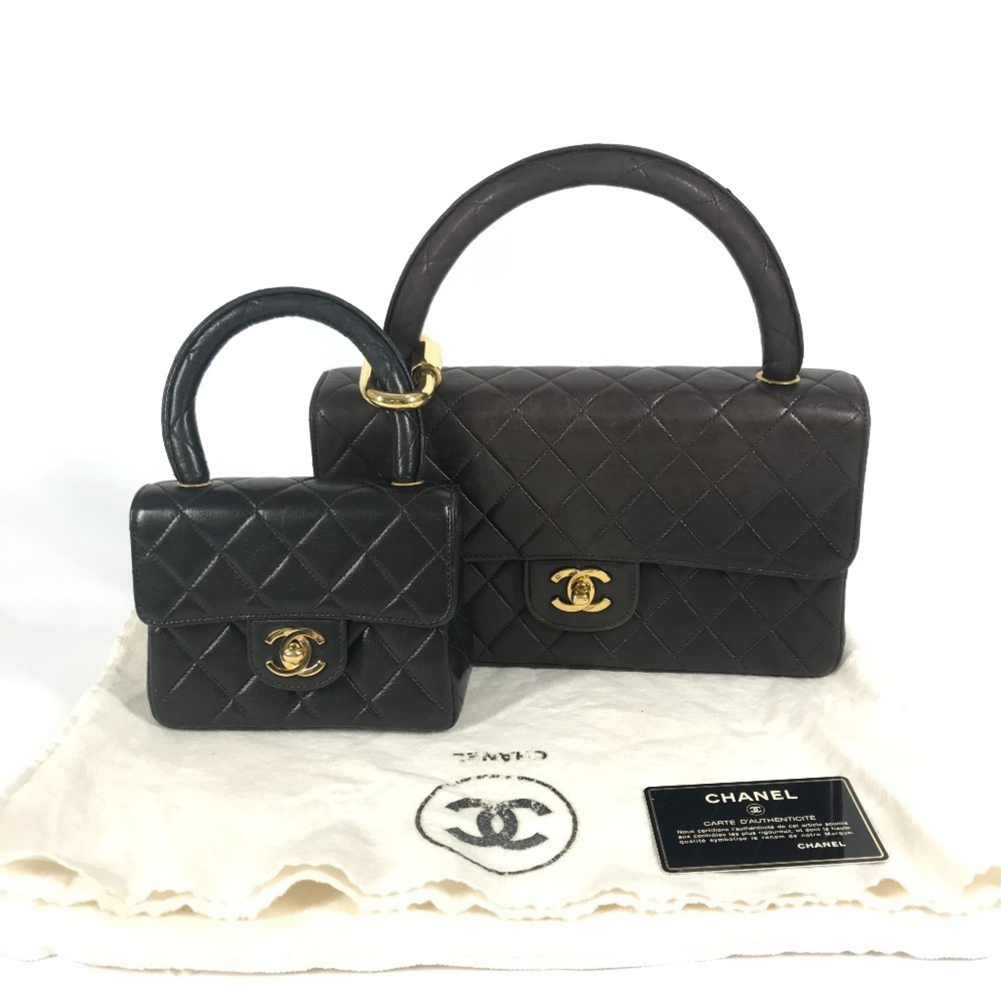 Chanel Black Leather Handbag Tote Bag (Pre-Owned)