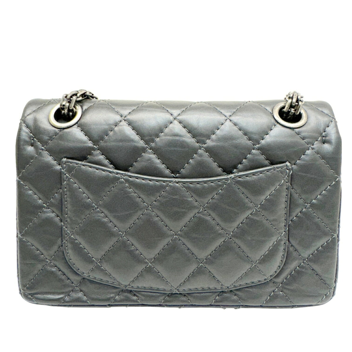 Chanel Dark Gray Leather Shoulder Bag (Pre-Owned)