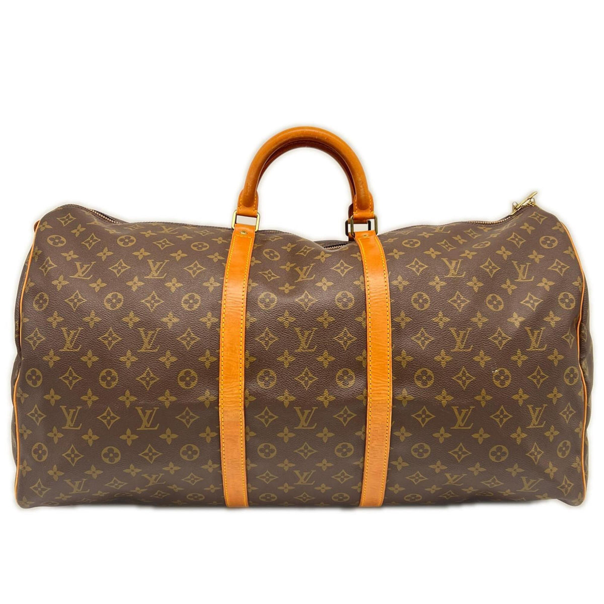 Louis Vuitton Monogram Beige Brown Coated Canvas Leather Boston Bag (Pre-Owned)
