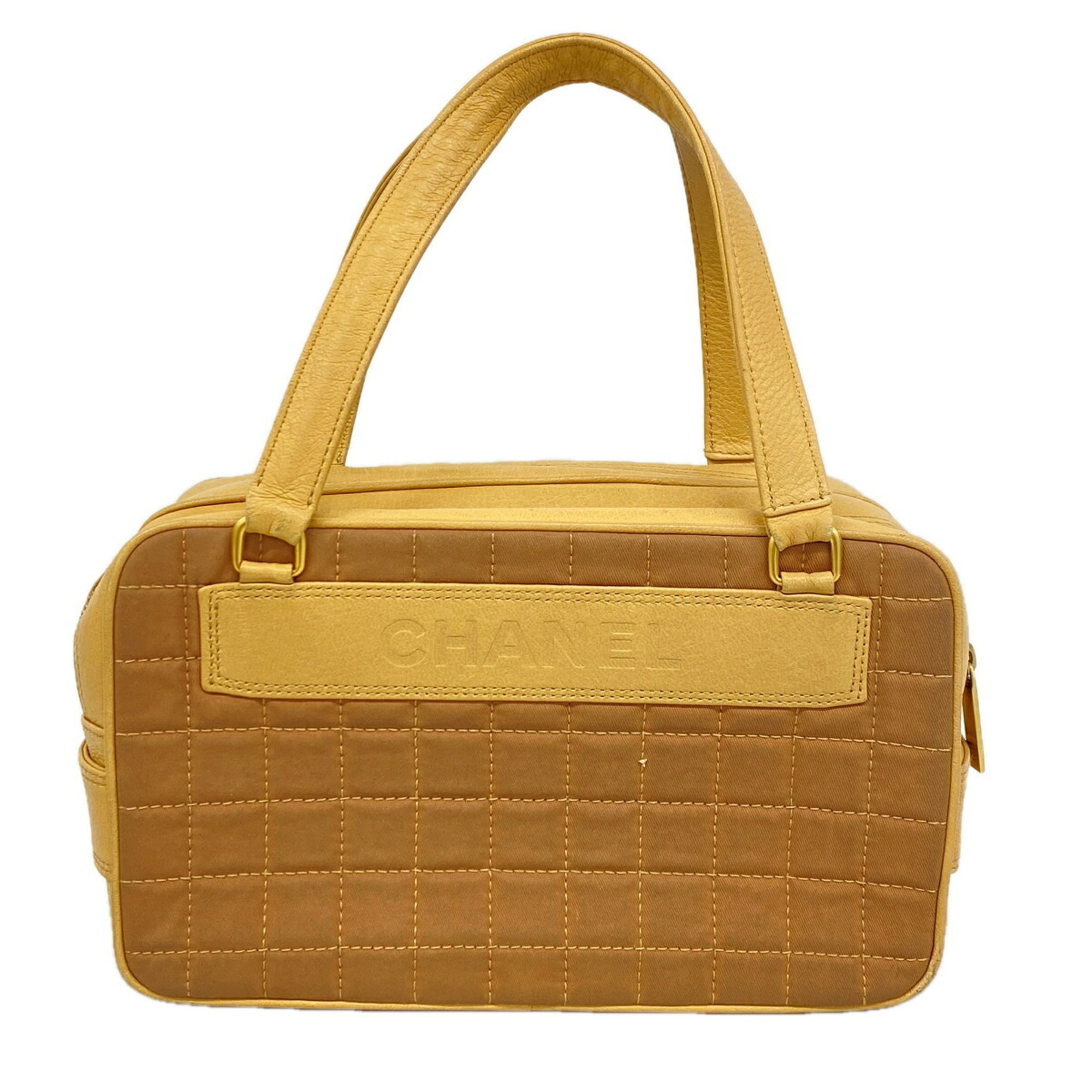 Chanel Beige Brown Canvas Handbag (Pre-Owned)