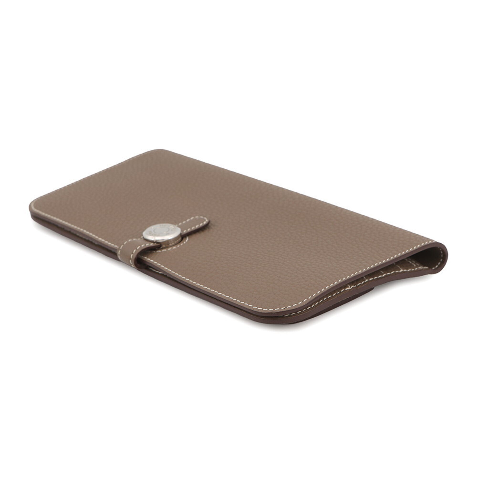 Hermes Etoupe Gray Togo Leather Long Wallet (Bi-Fold) (Pre-Owned)