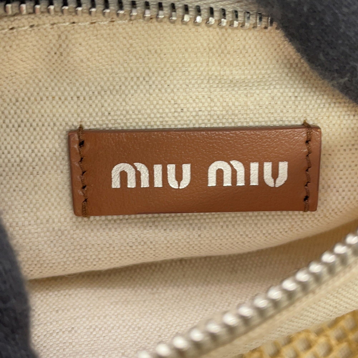 Miu Miu Beige Raffia Linen Handbag Pouch Tote Bag (Pre-Owned)