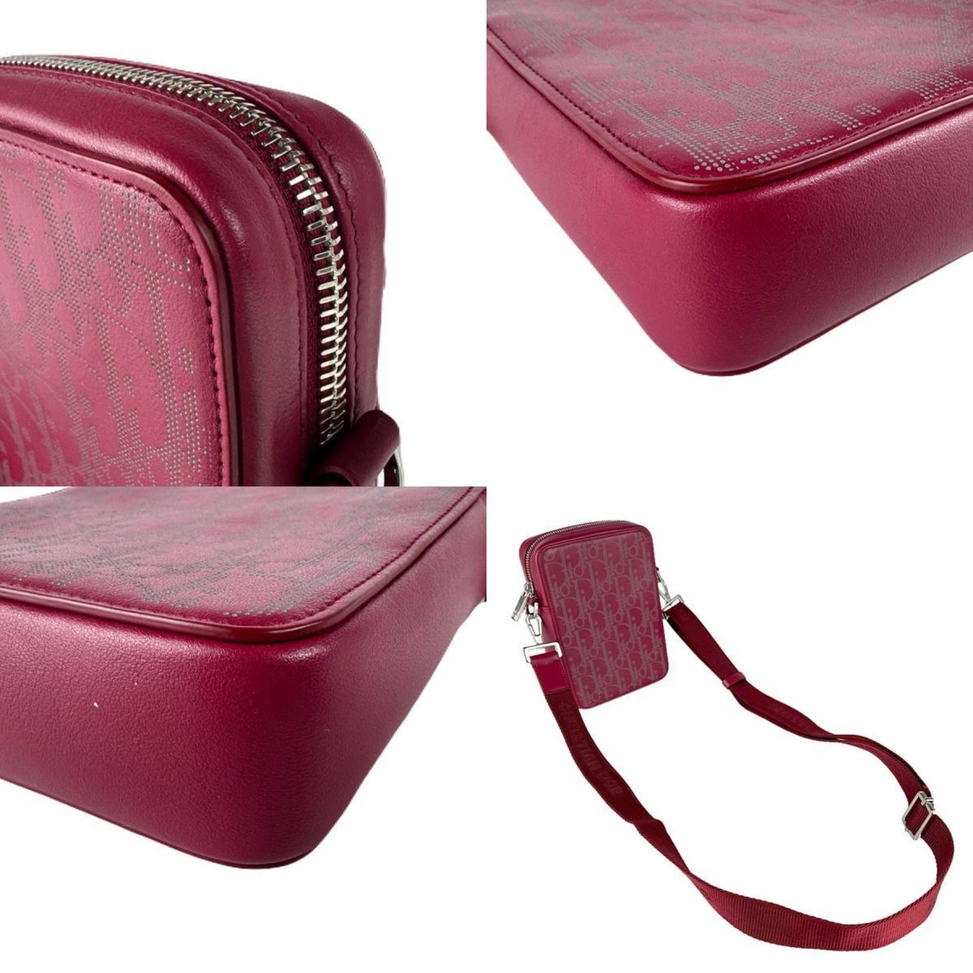 Christian Dior Dark Red Leather Shoulder Bag (Pre-Owned)