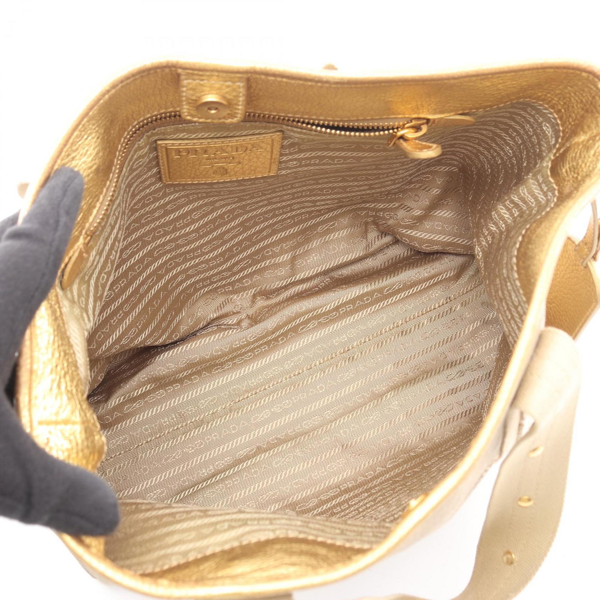 Prada Beige Canvas Leather Handbag (Pre-Owned)