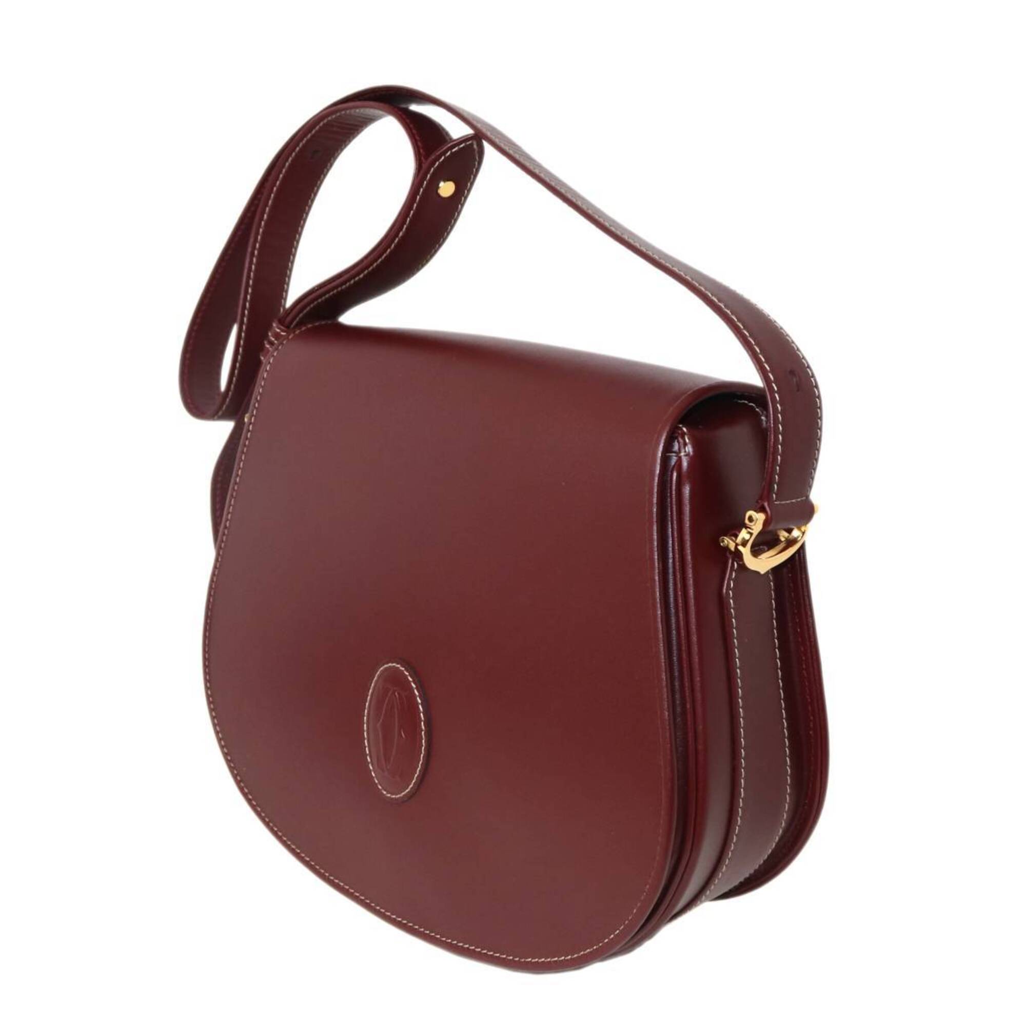 Cartier Bordeaux Leather Shoulder Bag (Pre-Owned)