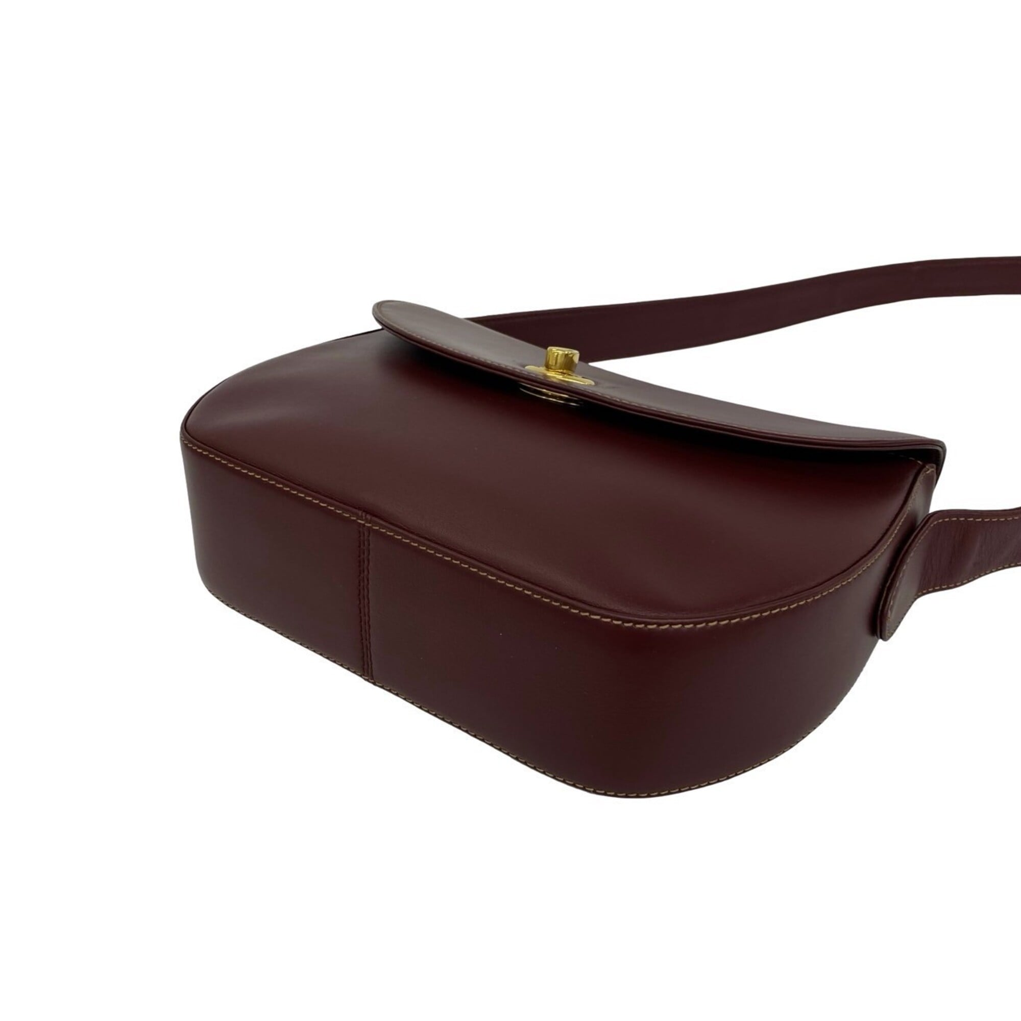 Cartier Wine Red Leather Pochette Shoulder Bag (Pre-Owned)