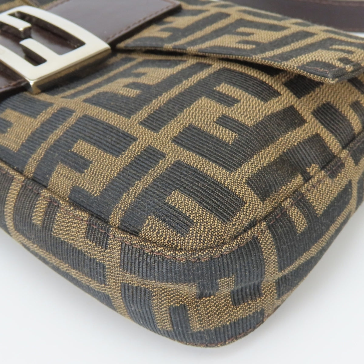 Fendi Black Brown Canvas Leather Handbag (Pre-Owned)