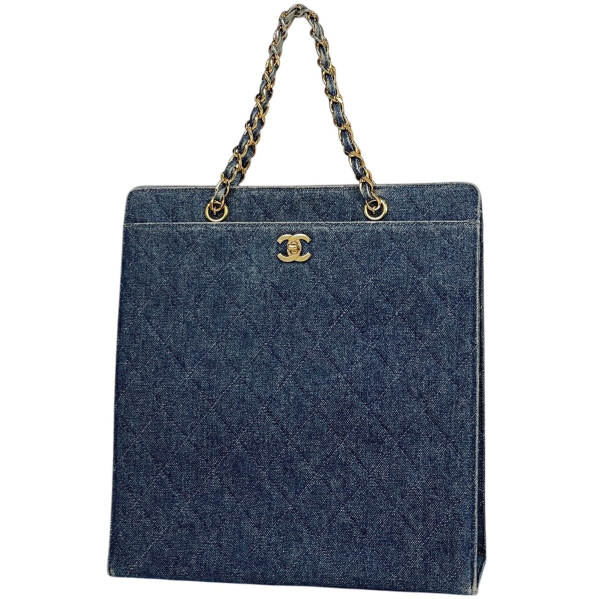Chanel Matelasse Blue Denim Handbag Tote Bag (Pre-Owned)
