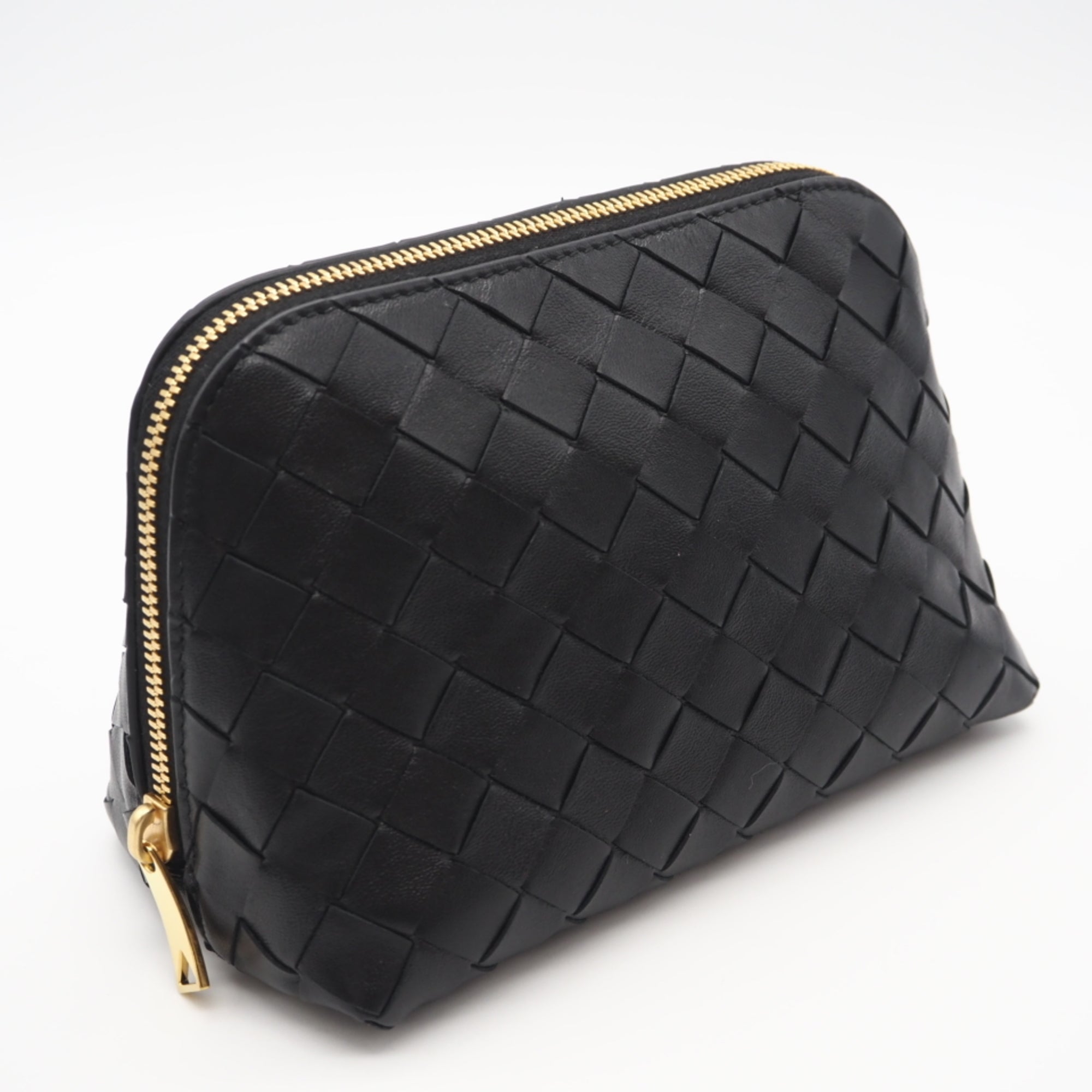 Bottega Veneta Black Intrecciato Leather Pouch (Pre-Owned)