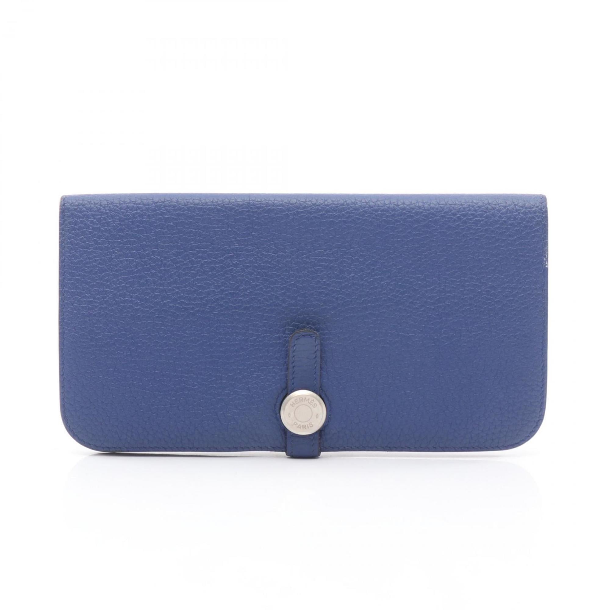 Hermes Blue Blue Electric Togo Leather Long Wallet (Bi-Fold) (Pre-Owned)