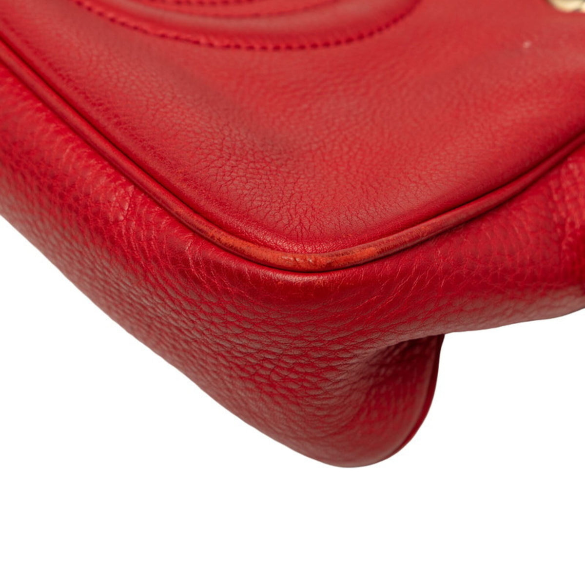 Gucci Red Color Leather Shoulder Bag (Pre-Owned)