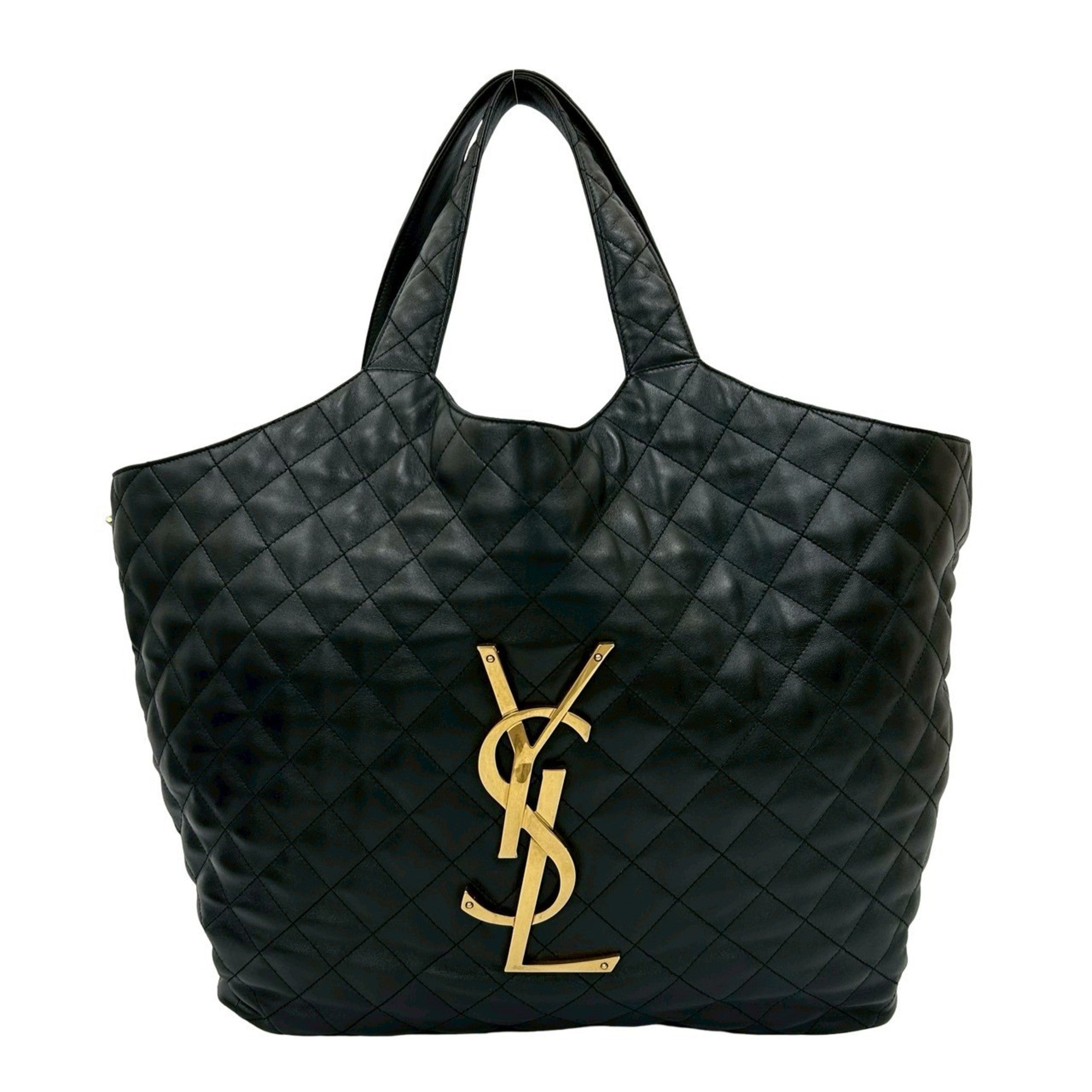Saint Laurent Black Leather Pouch Tote Bag (Pre-Owned)