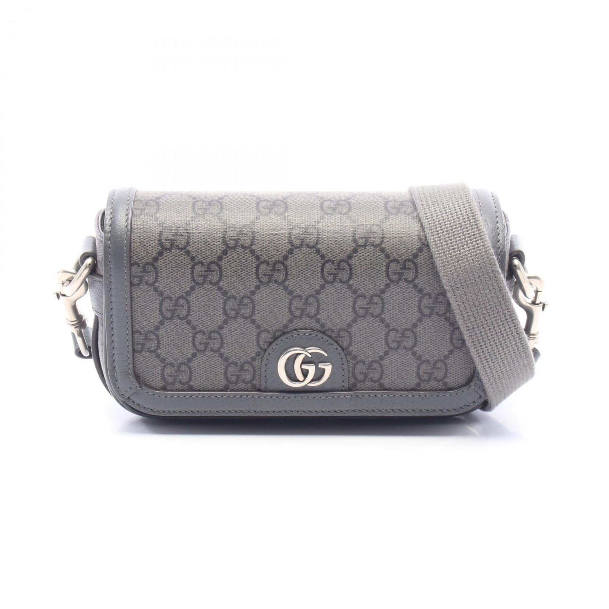Gucci Black Gray Pvc Leather Handbag Shoulder Bag (Pre-Owned)