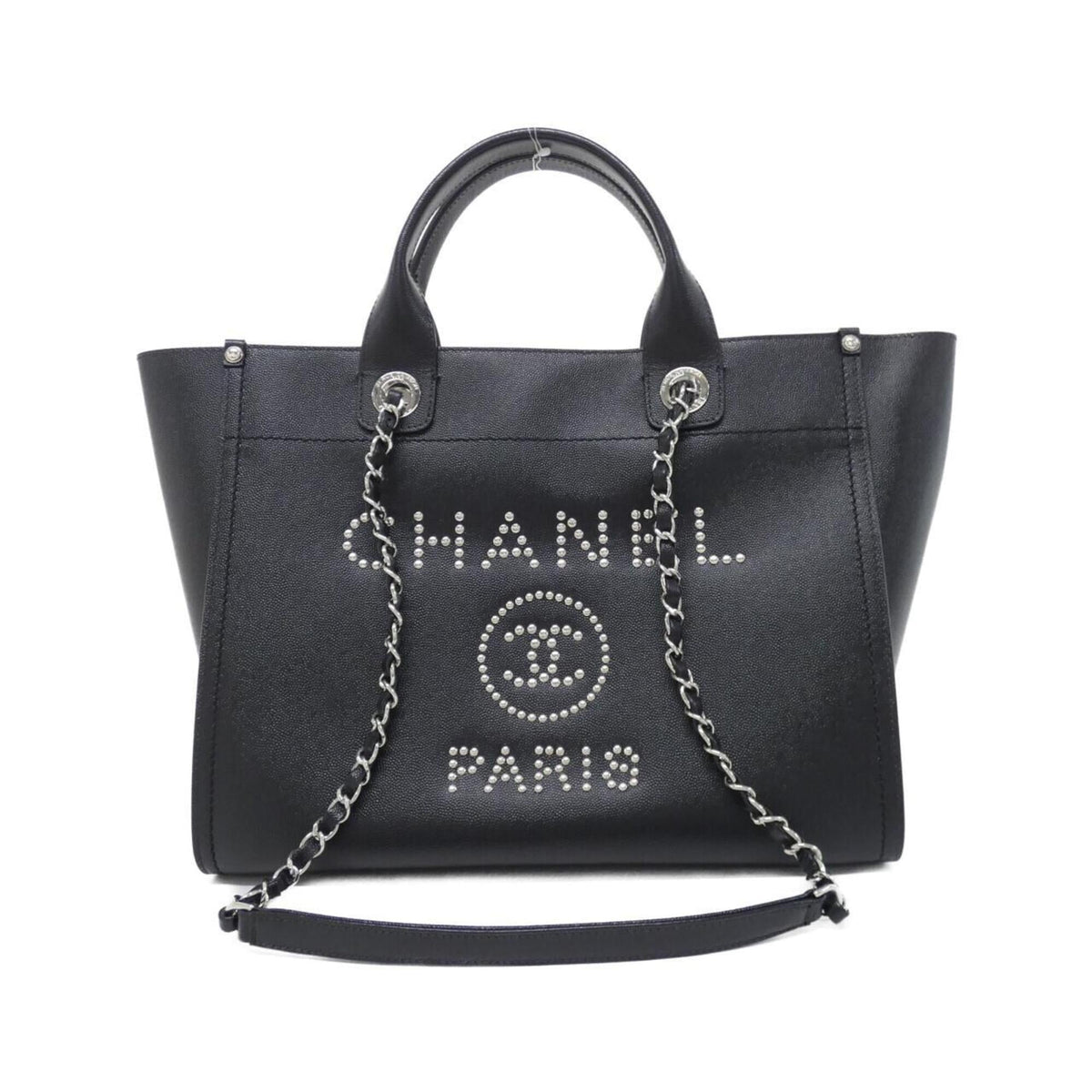Chanel Black Grained Calfskin Handbag (Pre-Owned)