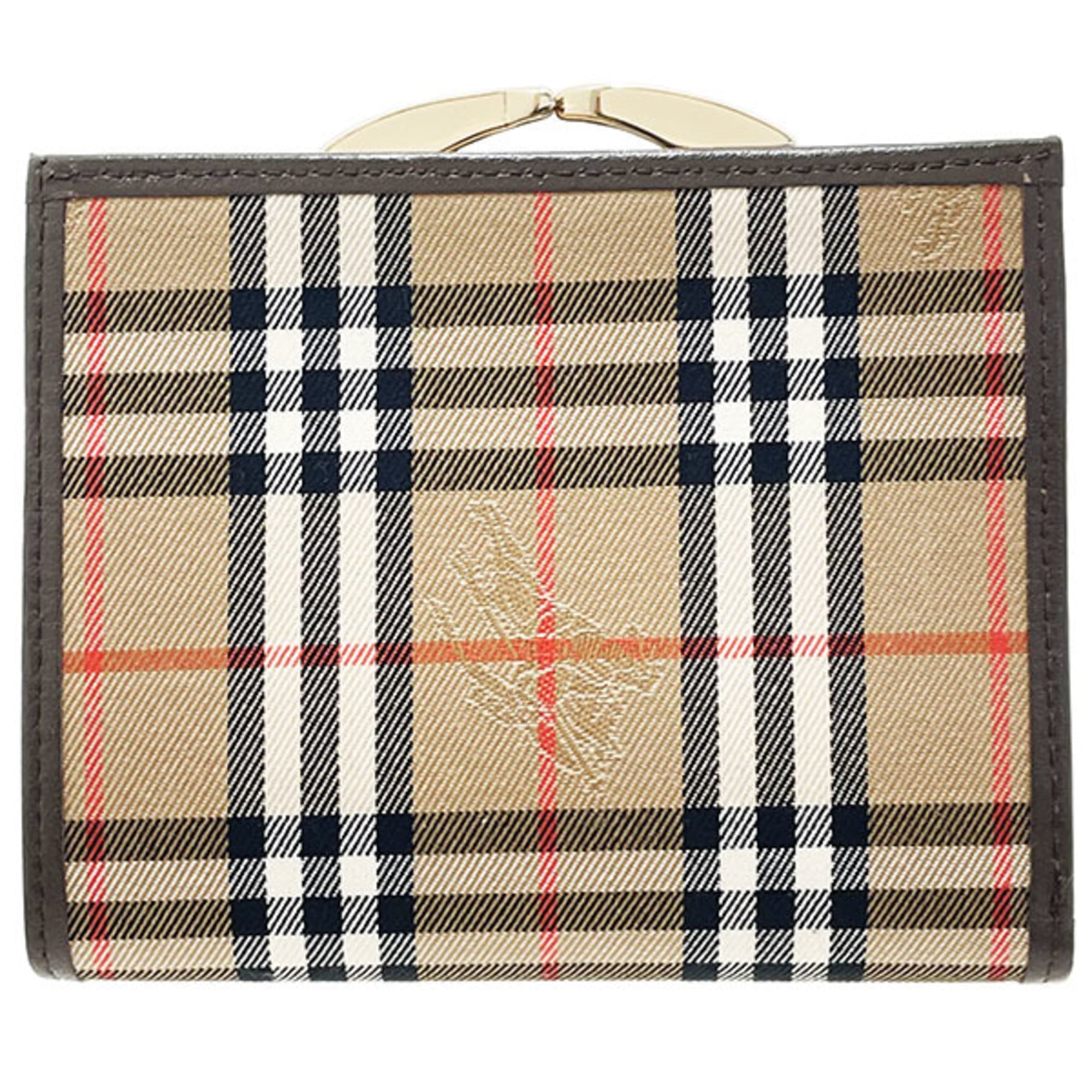 Burberry Beige Beige Brown Brown Canvas Leather Wallet (Bi-Fold) (Pre-Owned)