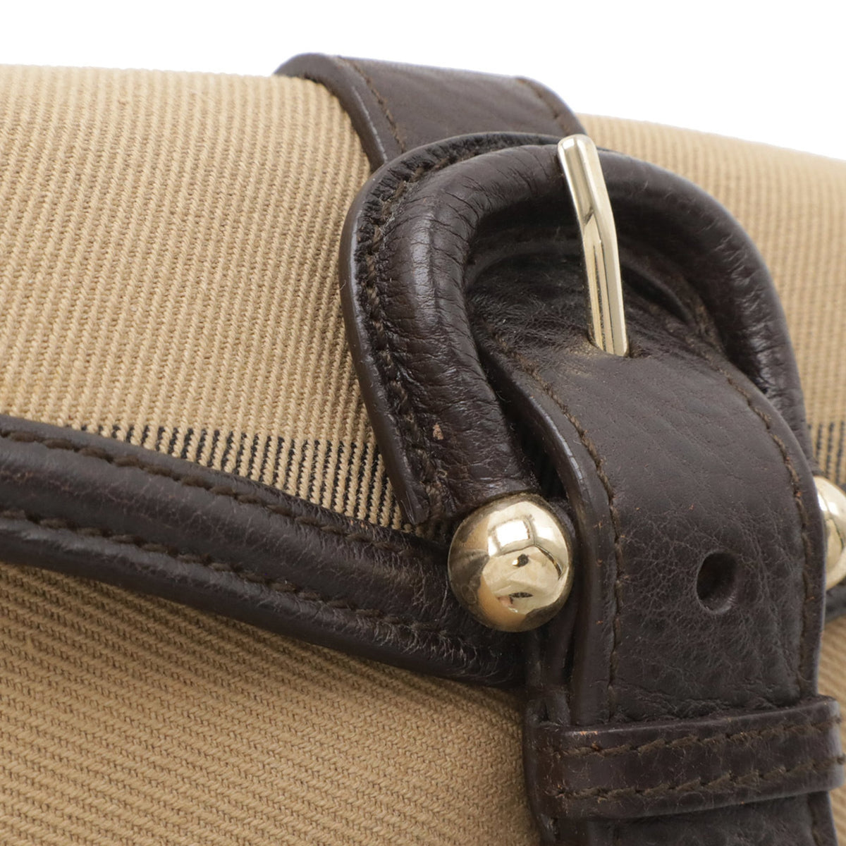 Burberry Beige Black Dark Brown Leather Pochette Shoulder Bag (Pre-Owned)