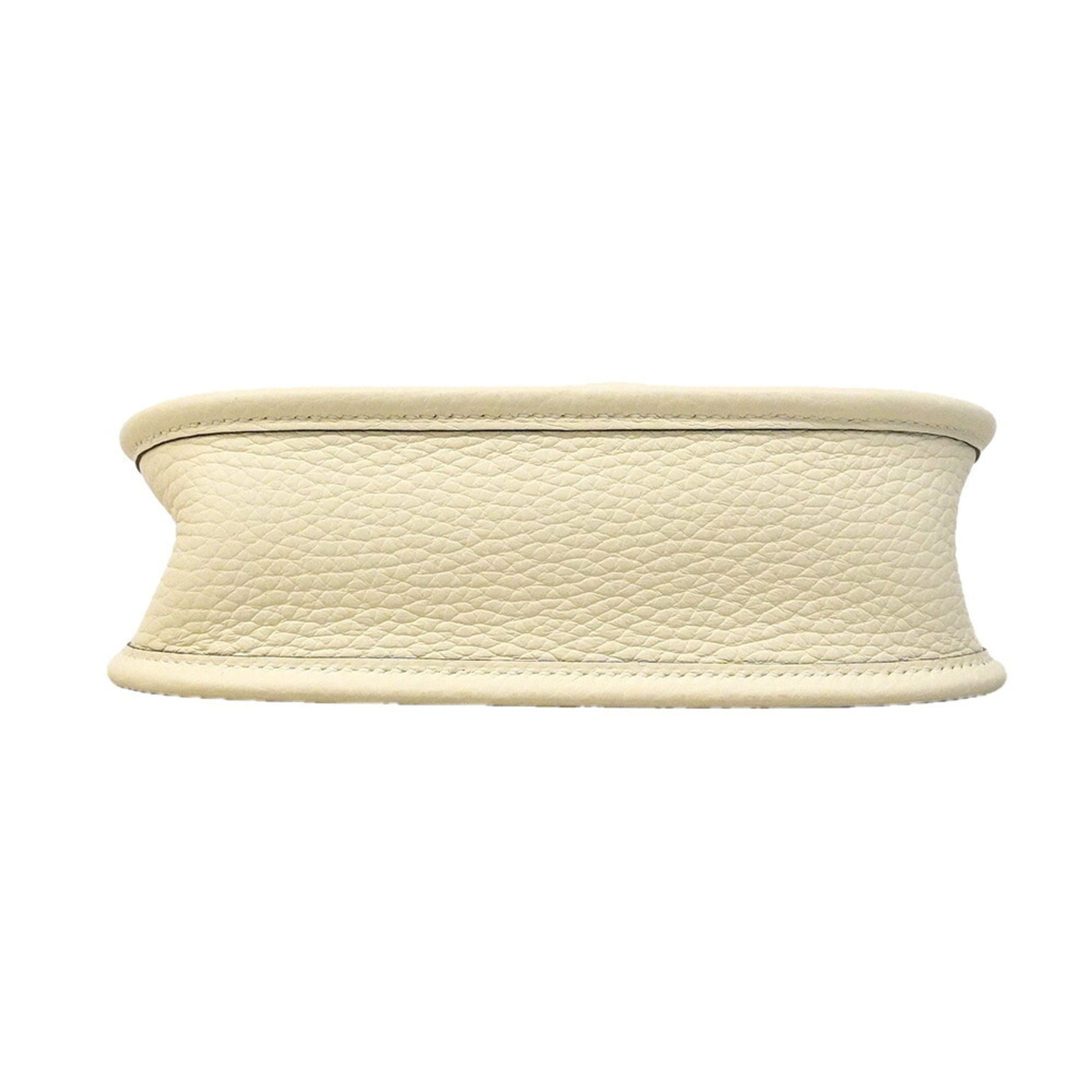 Hermes Cream Taurillon Clemence Leather Shoulder Bag (Pre-Owned)