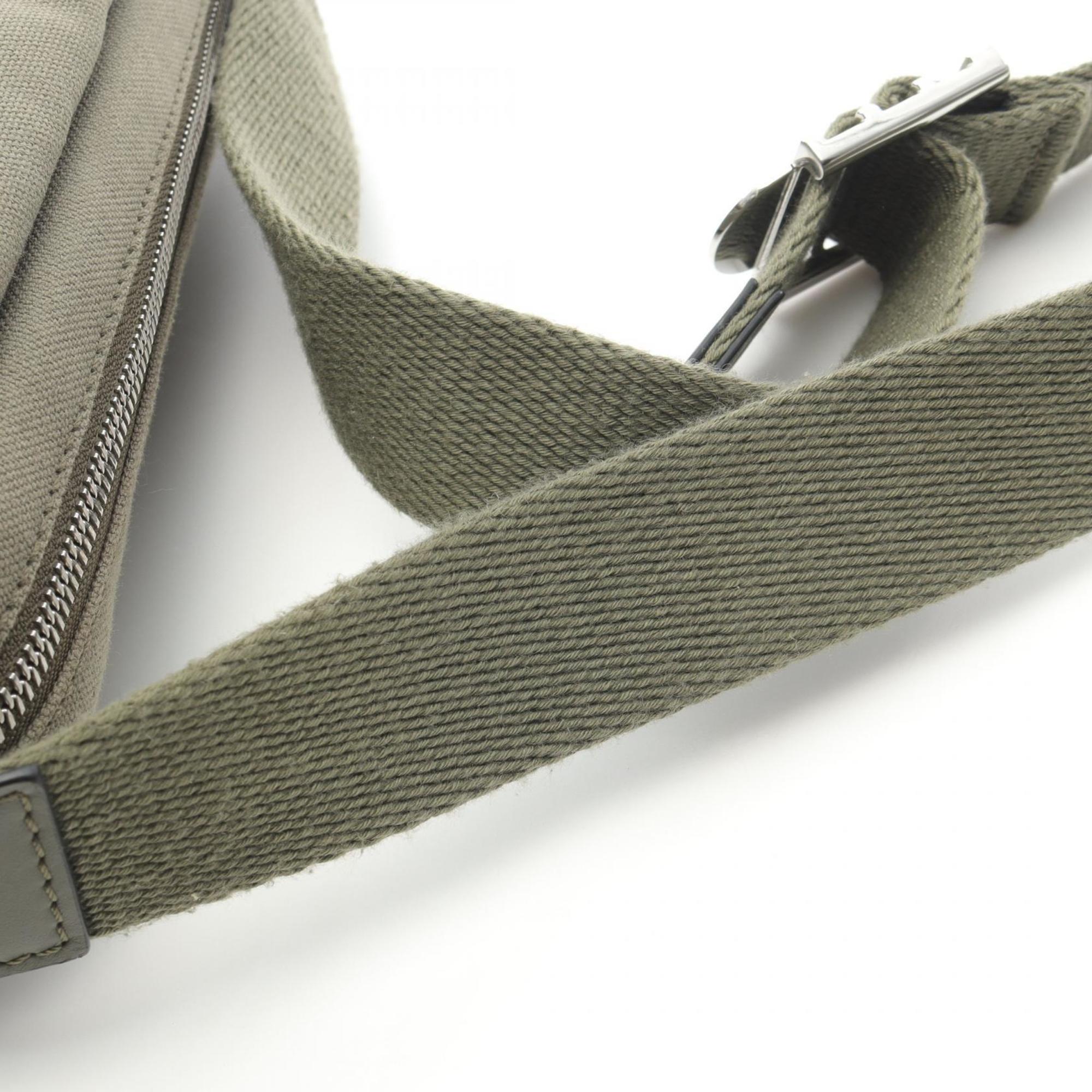 Loewe Khaki Canvas Leather Messenger Bag Shoulder Bag (Pre-Owned)