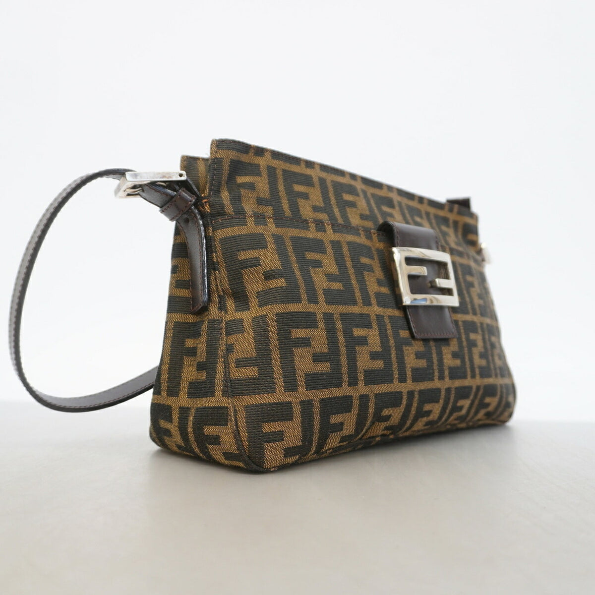 Fendi Brown Nylon Canvas Shoulder Bag (Pre-Owned)