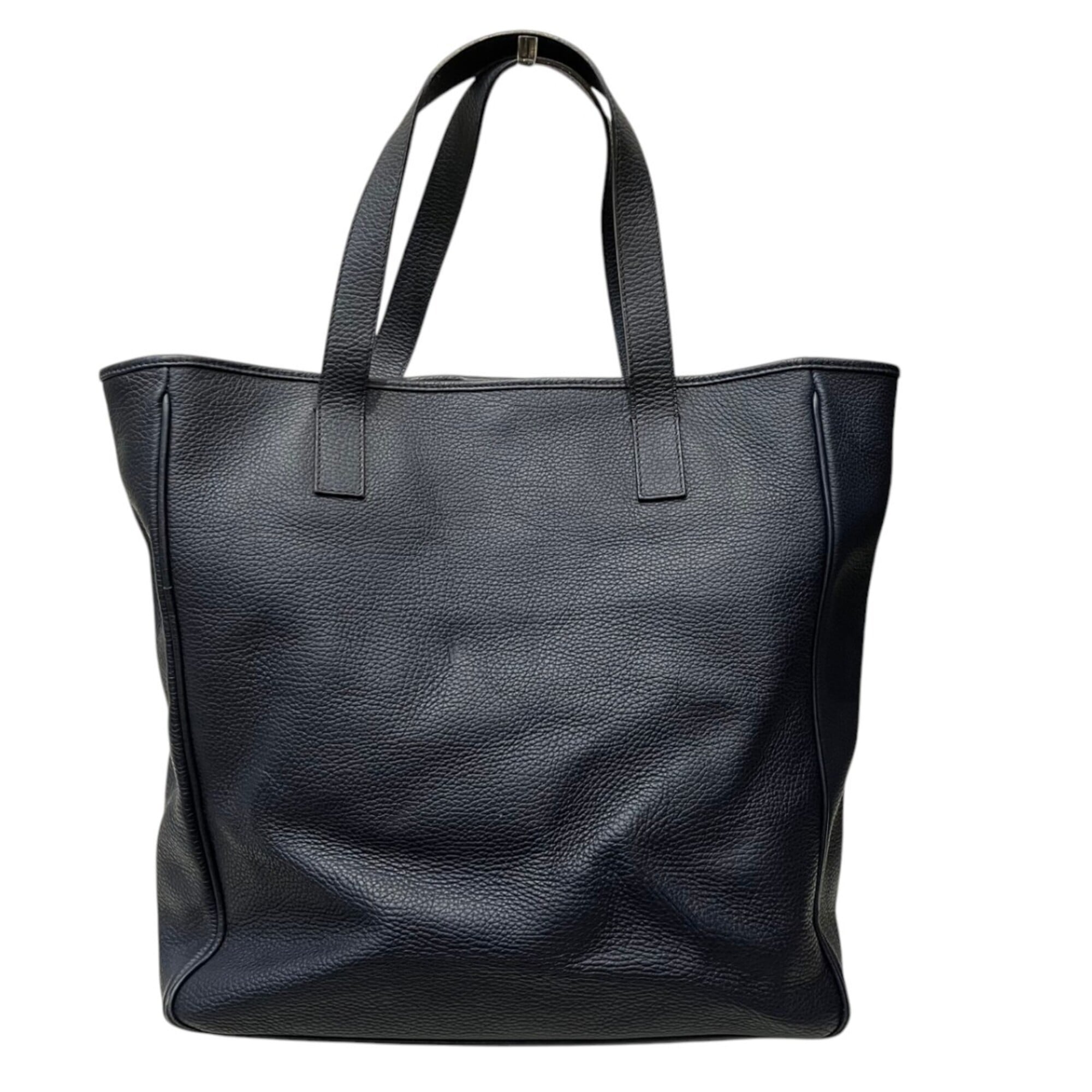 Burberry Navy Leather Tote Bag (Pre-Owned)