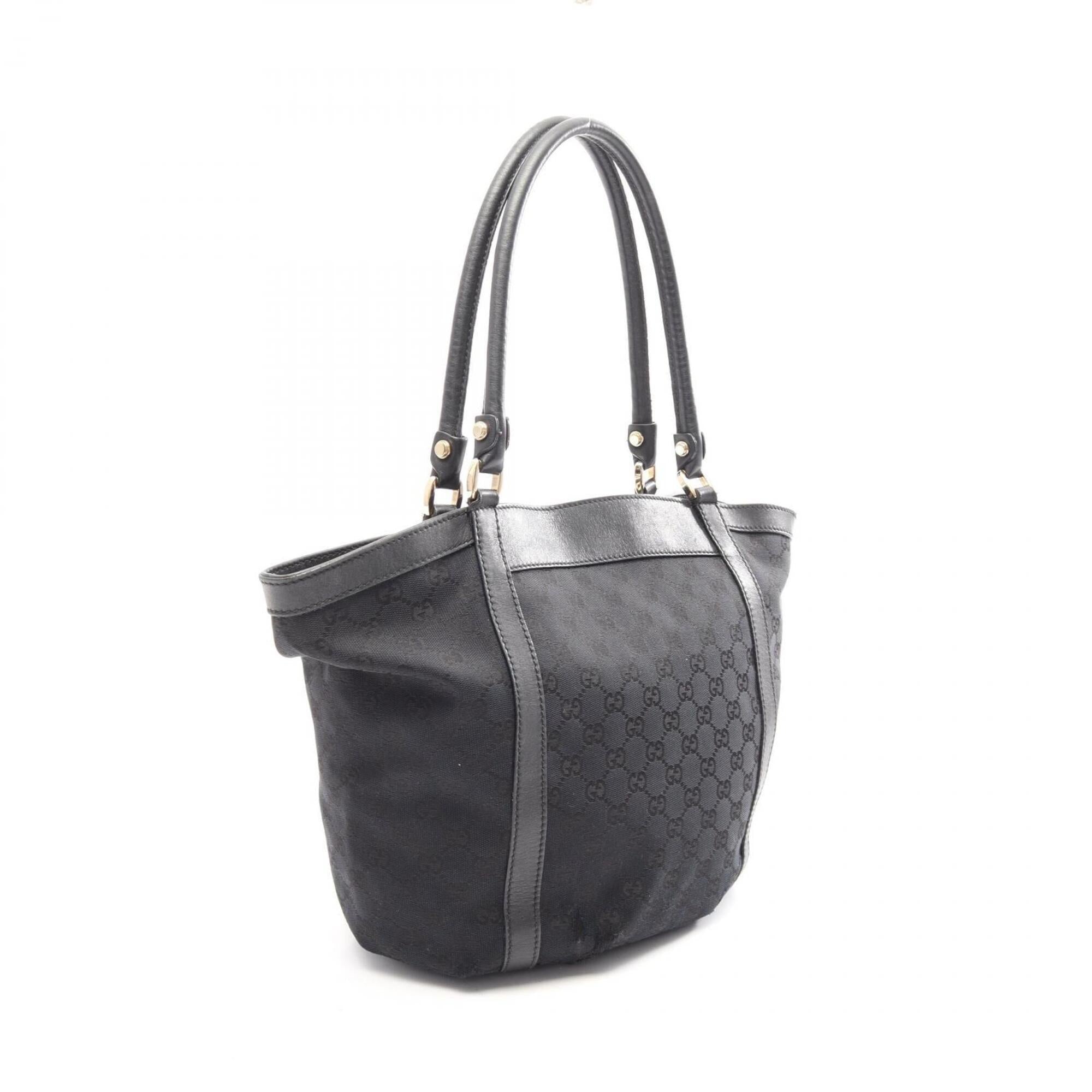 Gucci Black Canvas Leather Handbag Tote Bag (Pre-Owned)