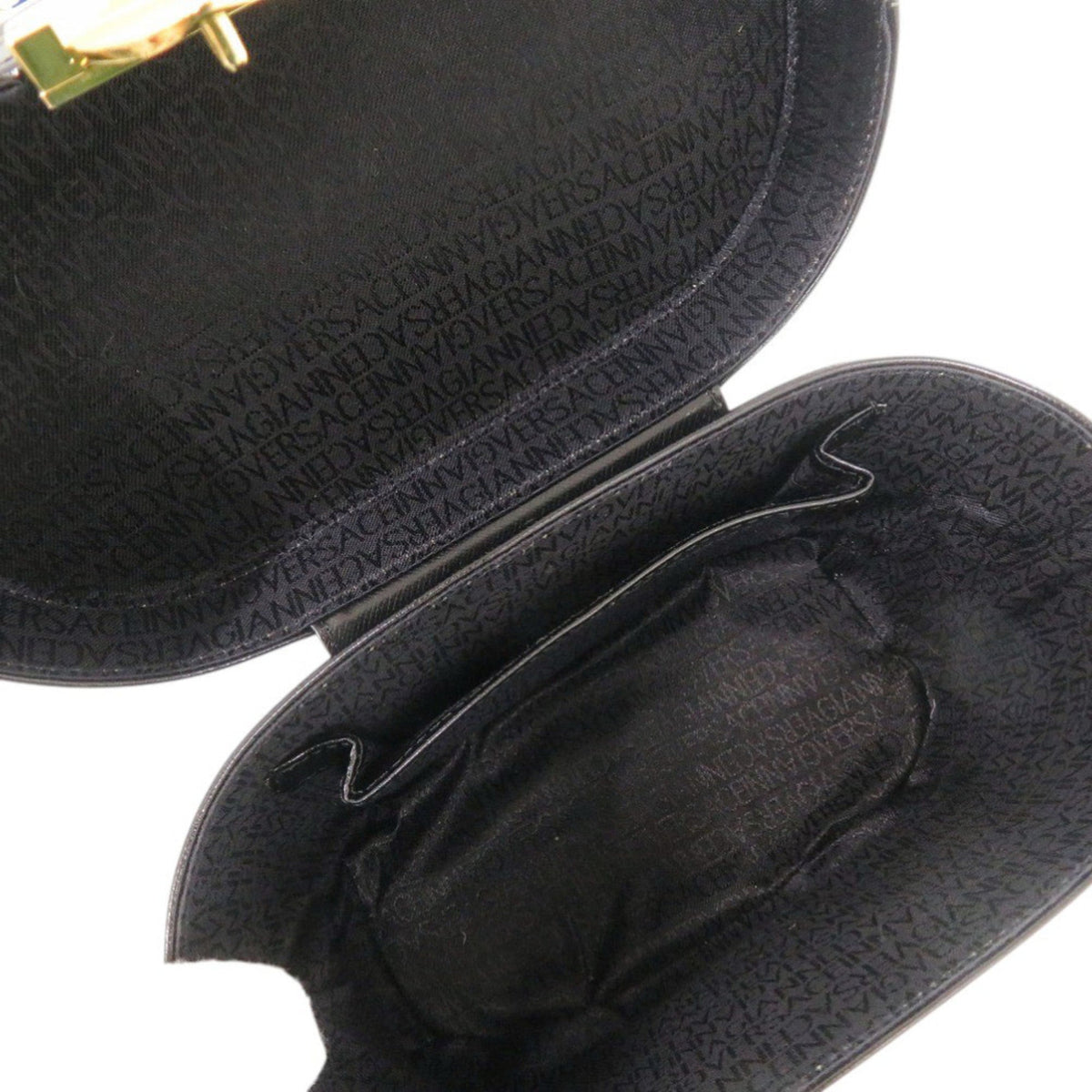 Versace Black Leather Handbag Vanity Bag (Pre-Owned)