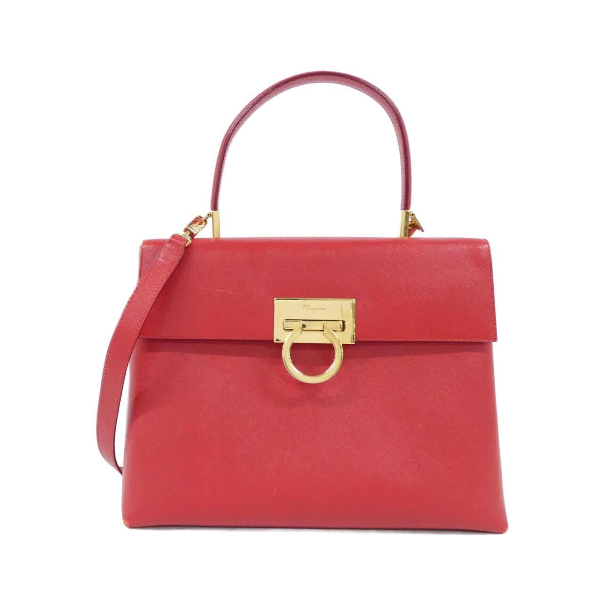 Salvatore Ferragamo Red Color Leather Handbag (Pre-Owned)