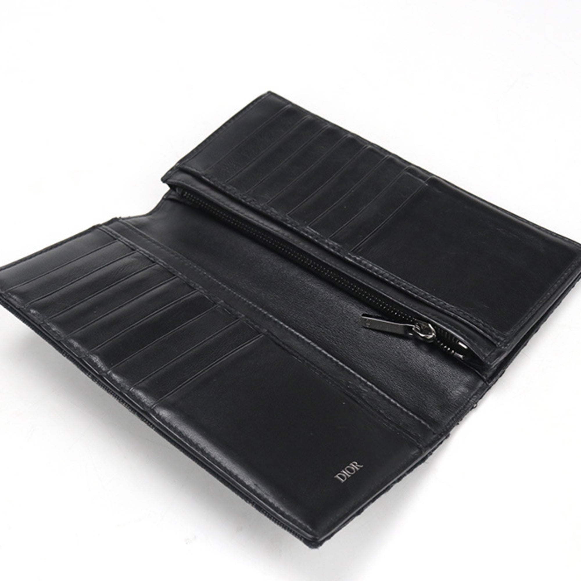 Christian Dior Black Jacquard Long Wallet (Bi-Fold) (Pre-Owned)