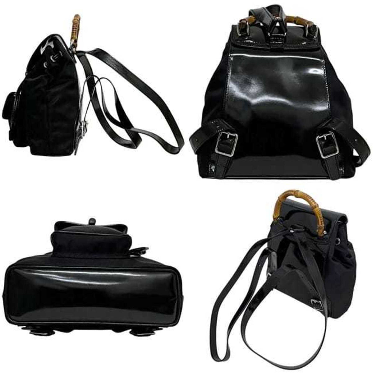 Gucci Black Nylon Leather Backpack (Pre-Owned)