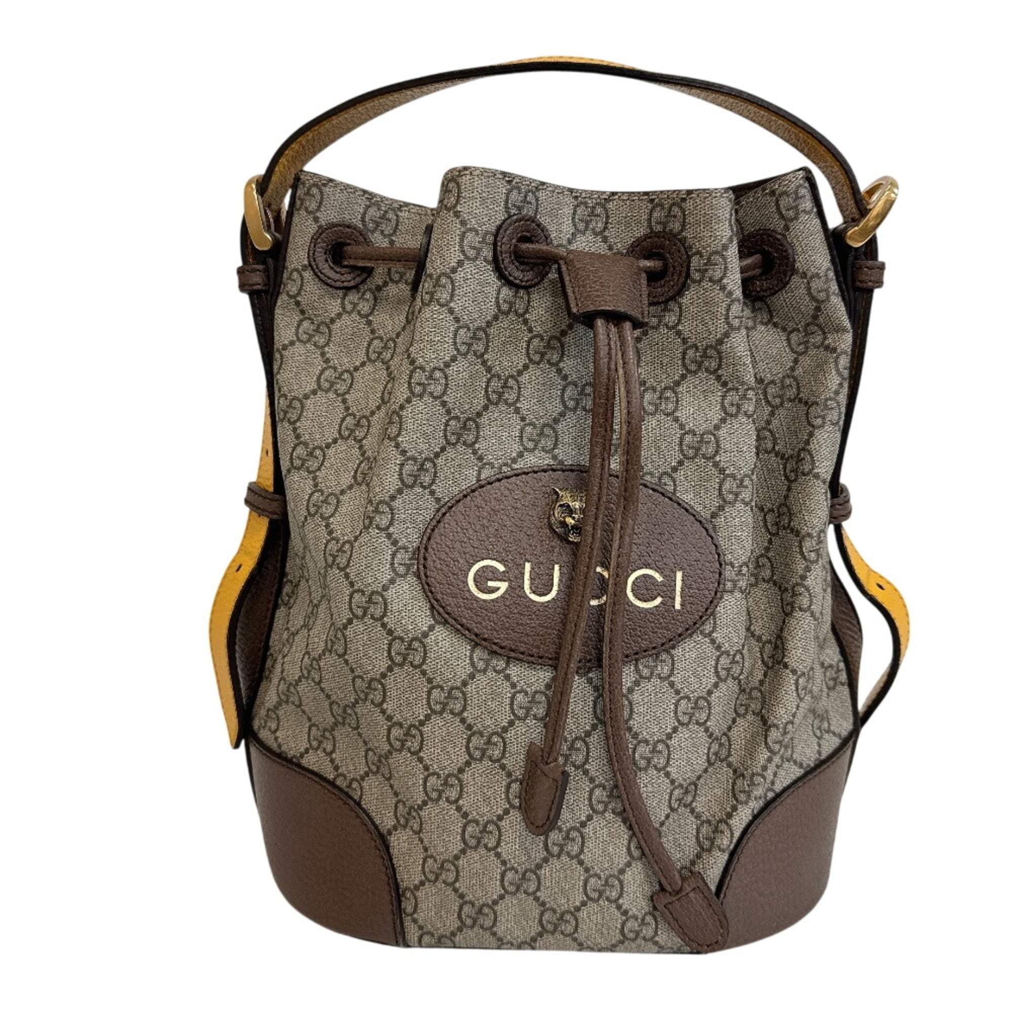 Gucci Beige Brown Yellow Pvc Leather Handbag Shoulder Bag (Pre-Owned)