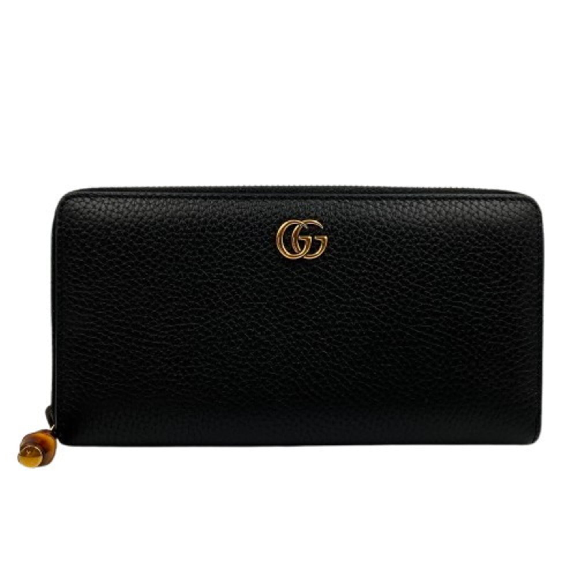 Gucci Bamboo Black Long Wallet (Bi-Fold) (Pre-Owned)