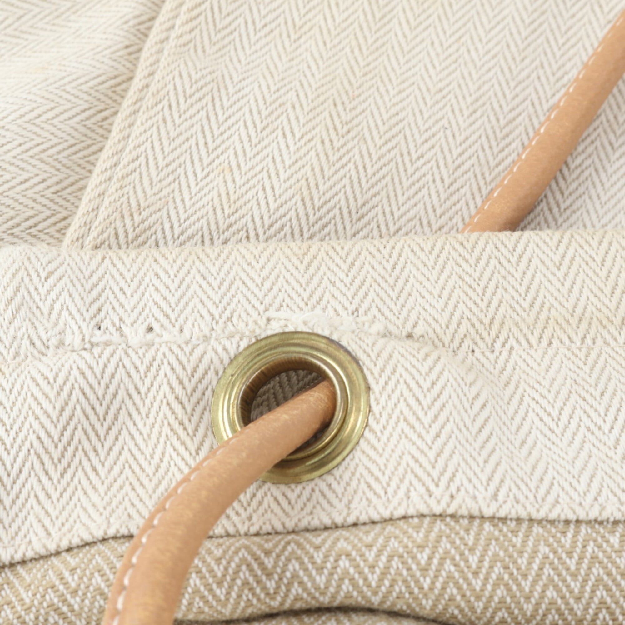 Hermes Beige Brown Leather Canvas Handbag Shoulder Bag (Pre-Owned)