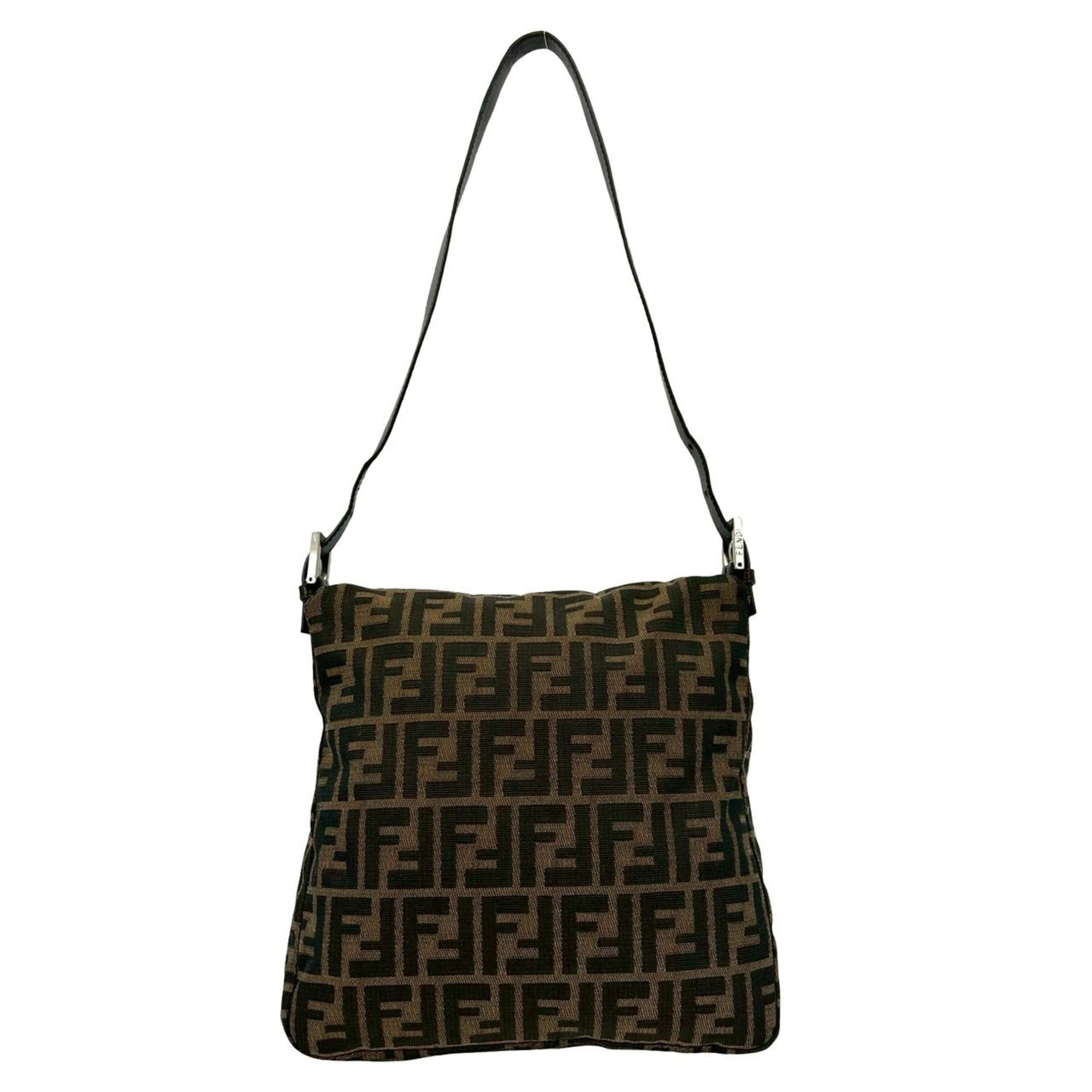 Fendi Brown Canvas Leather Handbag Shoulder Bag (Pre-Owned)