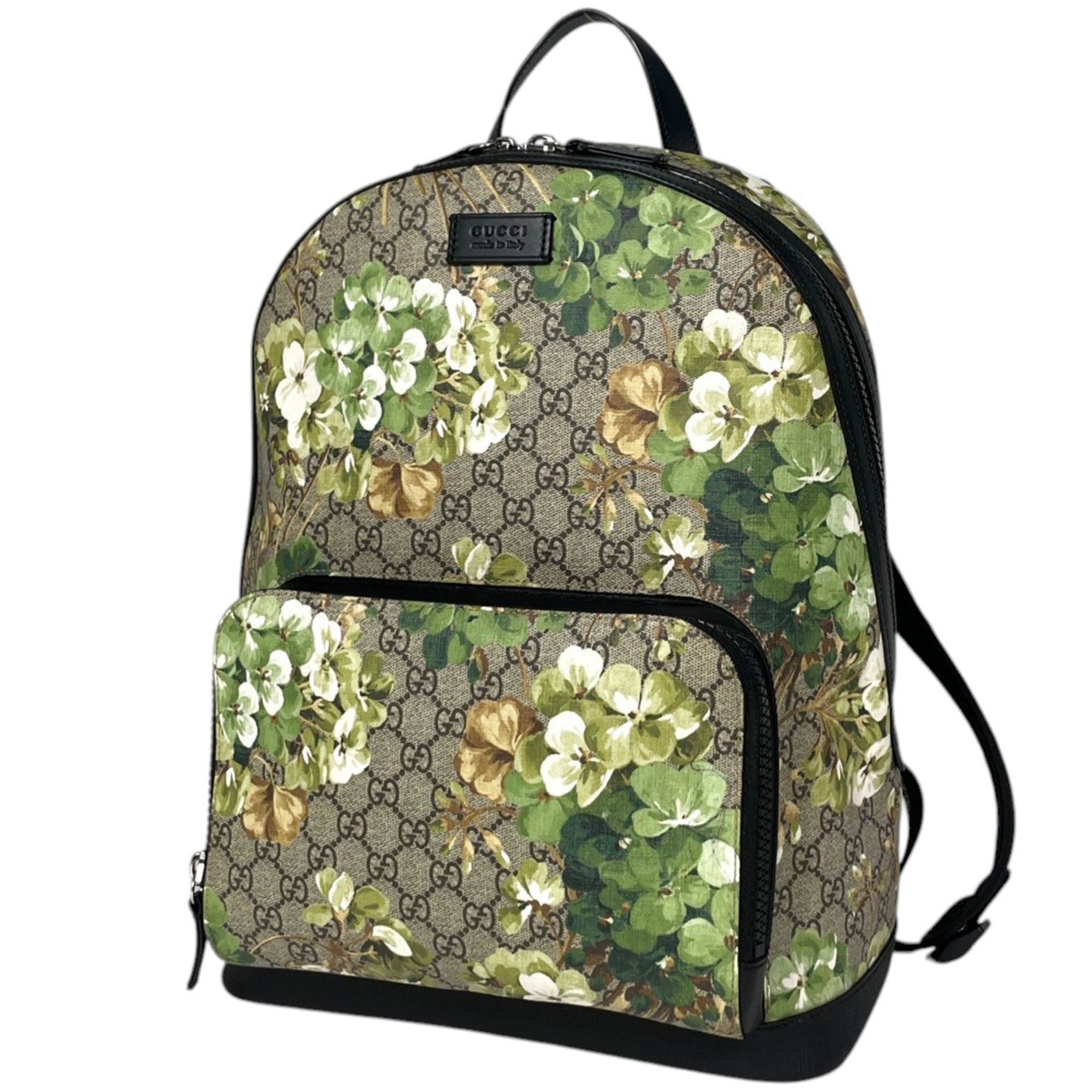 Gucci Beige Black Gg Supreme Leather Backpack (Pre-Owned)