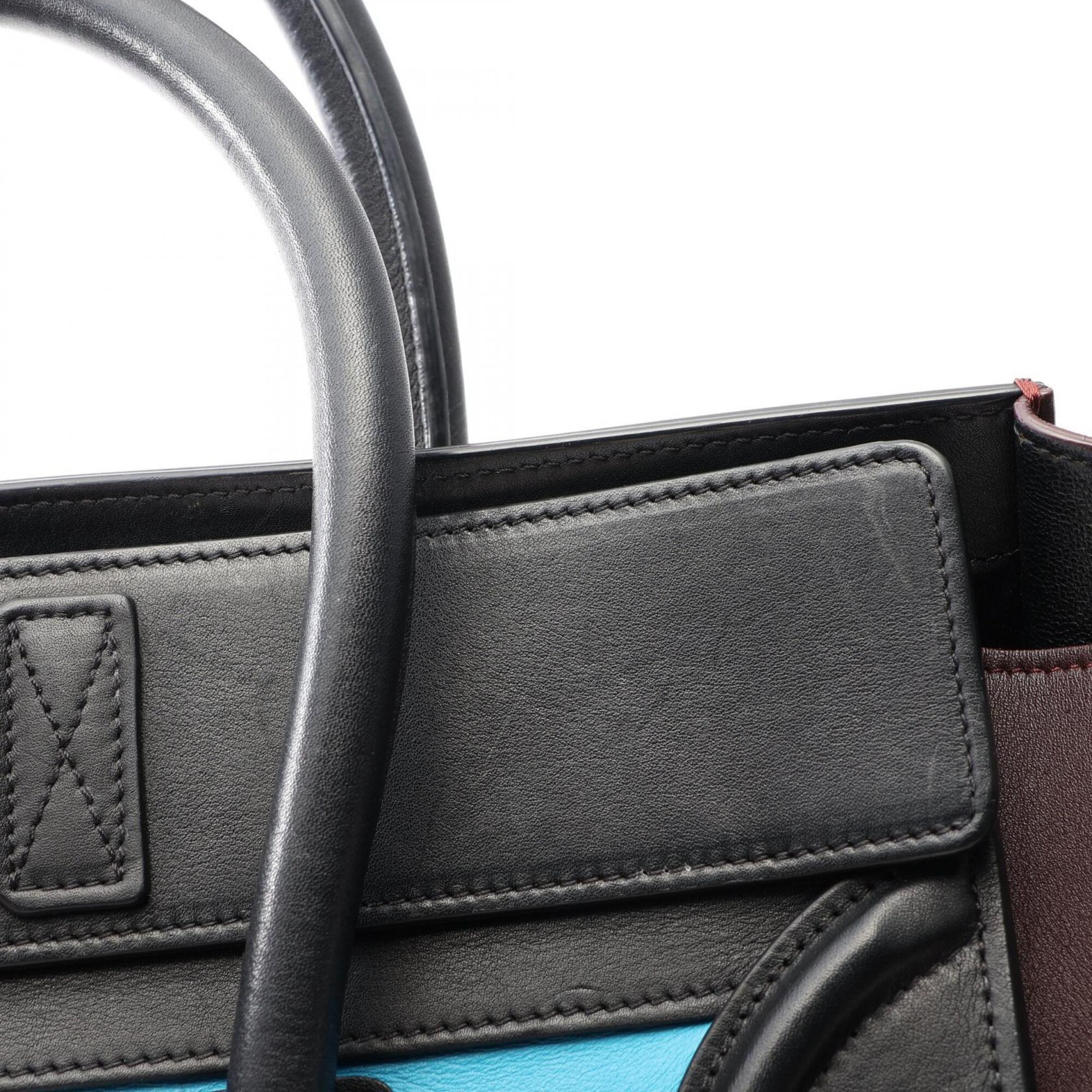 Celine Black Blue Brown Leather Handbag (Pre-Owned)