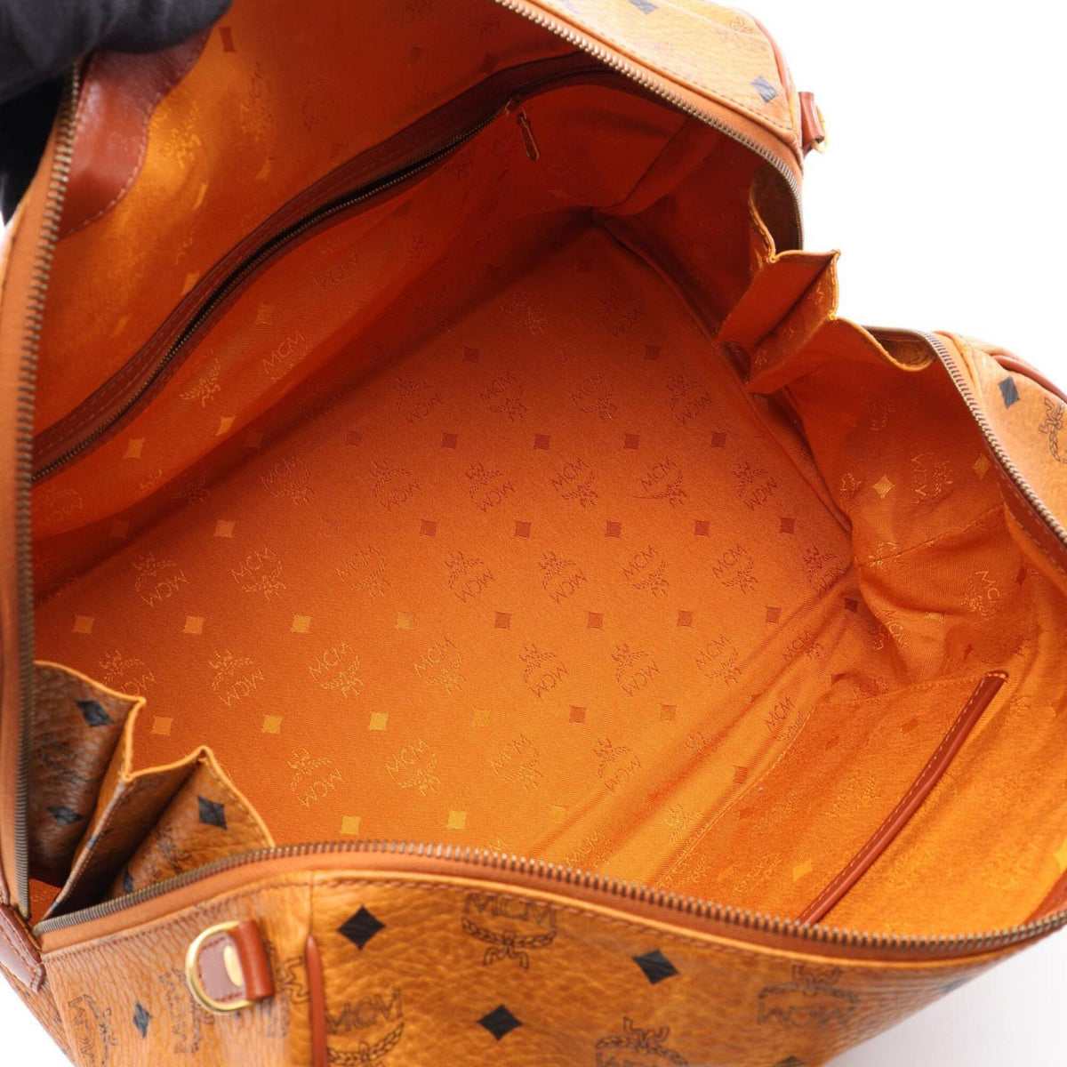 Mcm Brown Coated Canvas Leather Boston Bag Handbag (Pre-Owned)