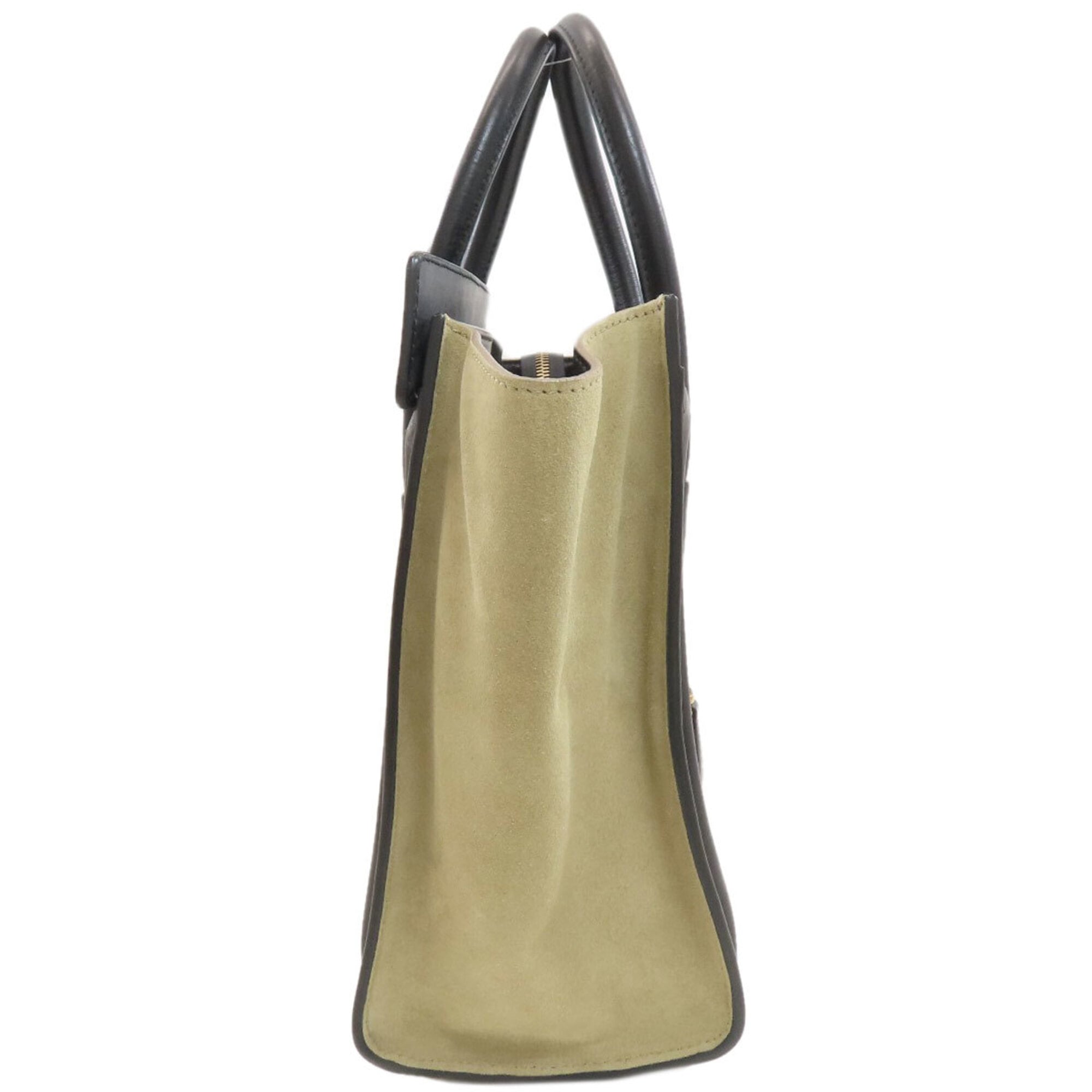 Celine Black Grayish White Leather Canvas Handbag (Pre-Owned)