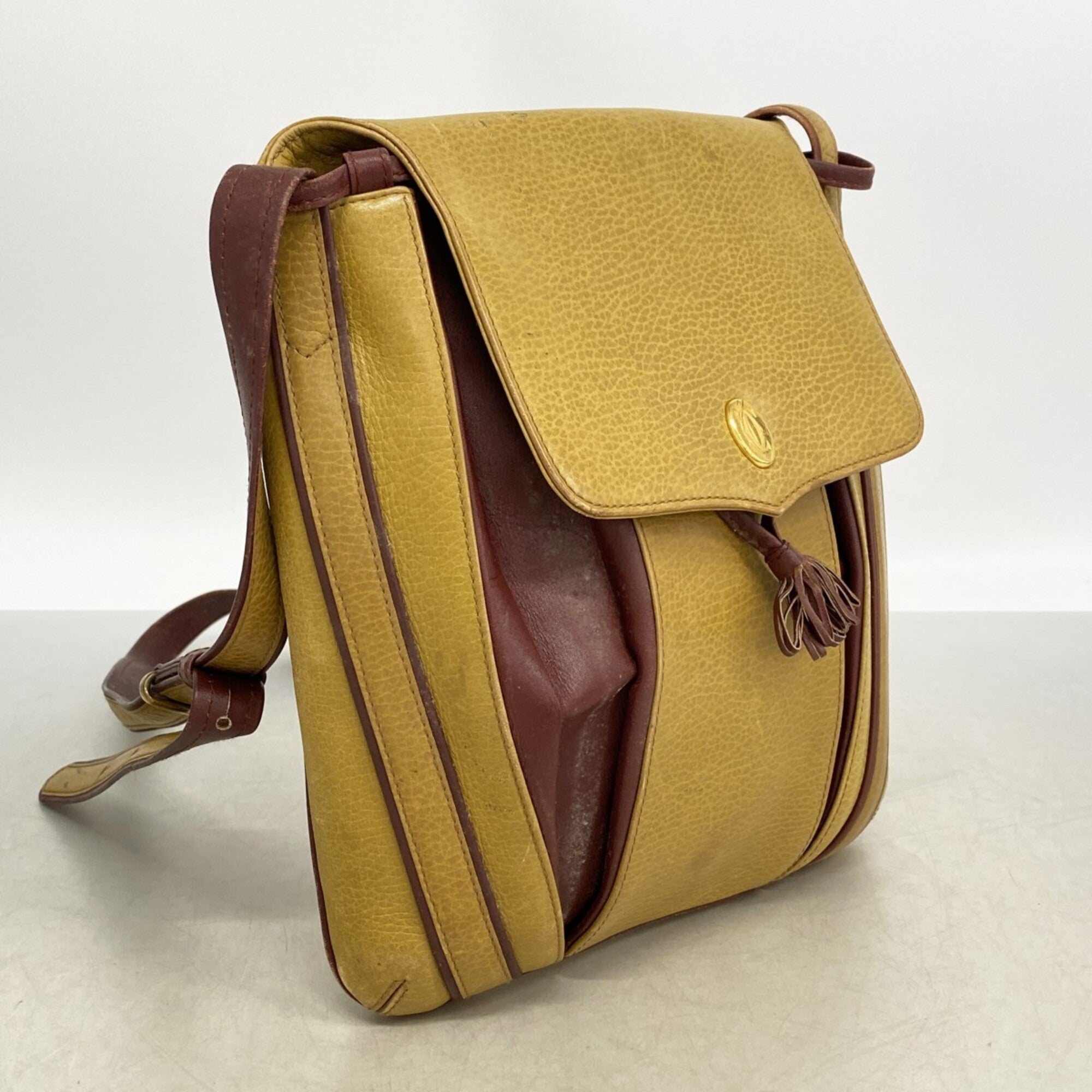 Cartier Bordeaux Brown Leather Shoulder Bag (Pre-Owned)