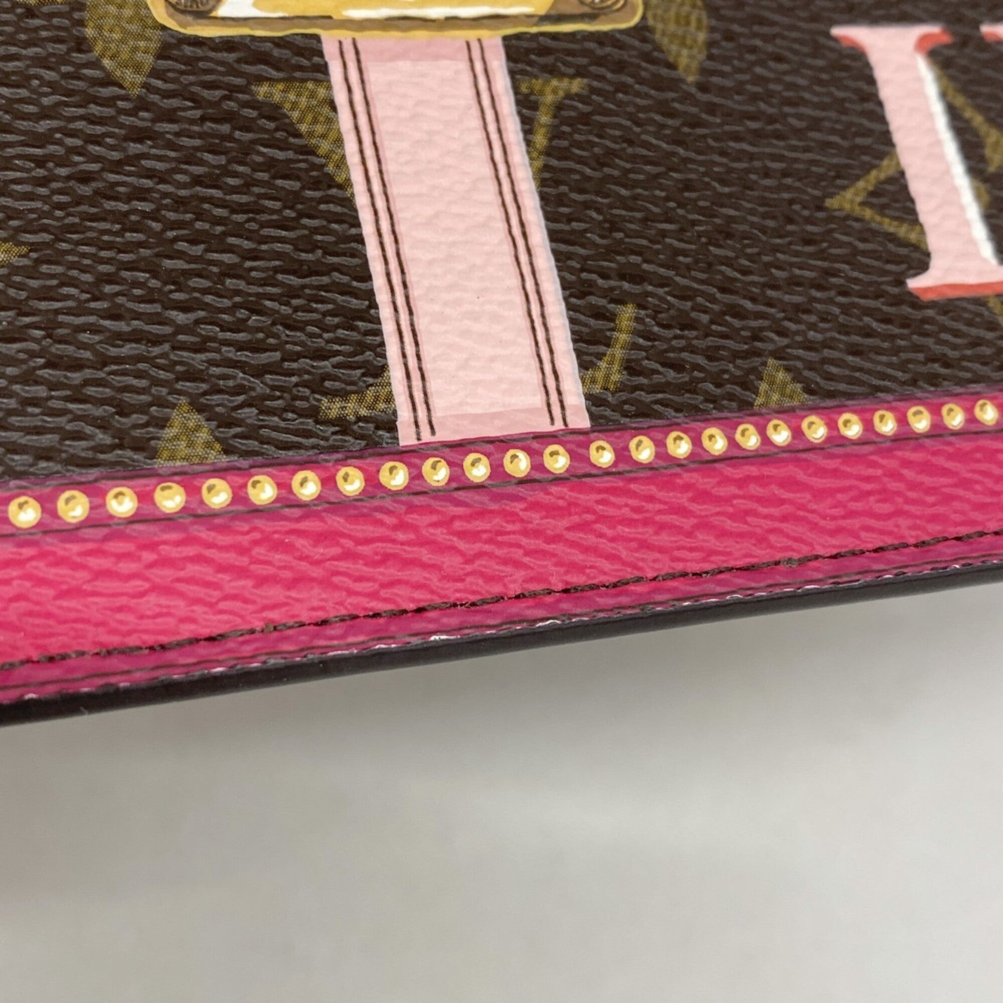 Louis Vuitton Brown Pink Chain/Shoulder Wallet (Pre-Owned)