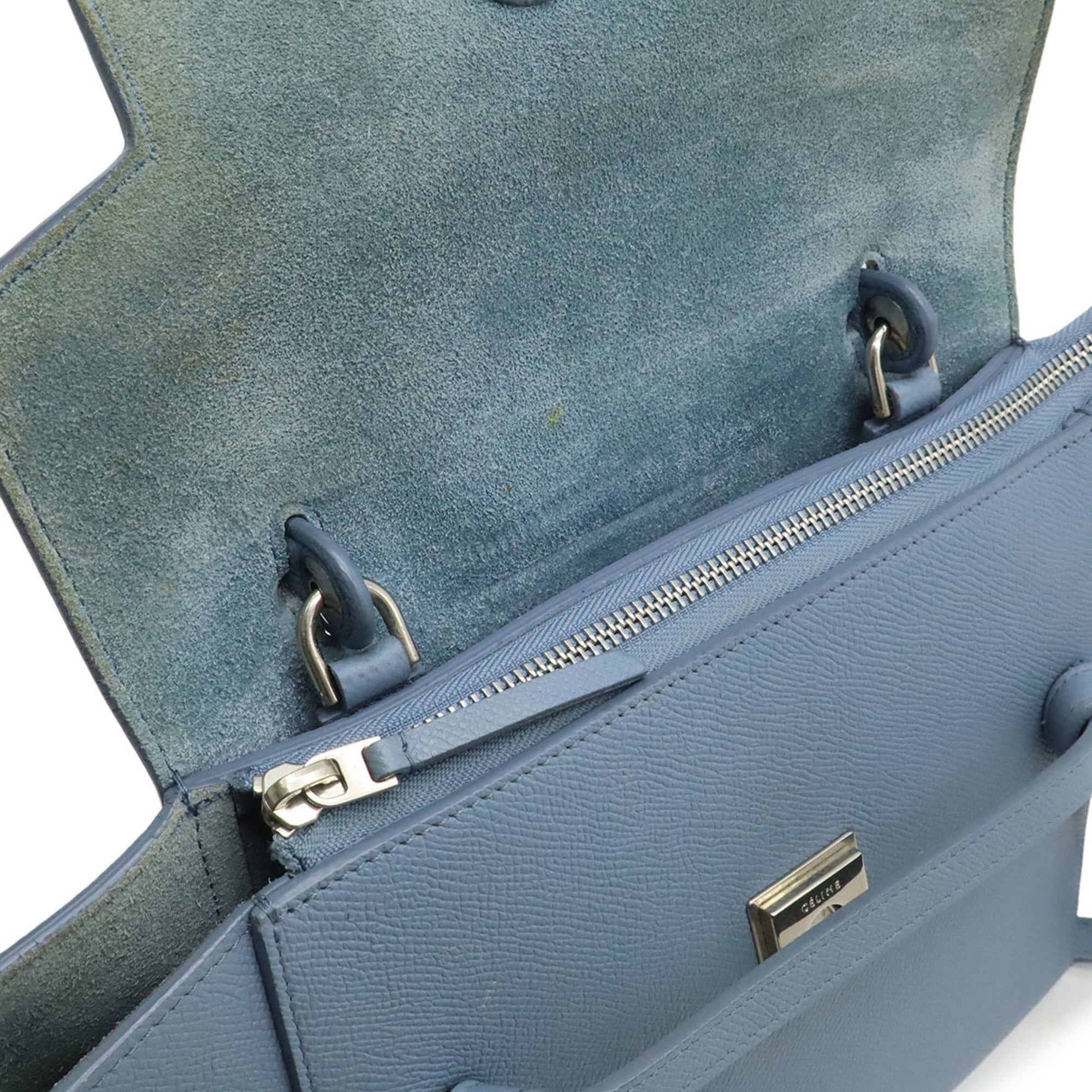 Celine Light Blue Leather Handbag Shoulder Bag (Pre-Owned)