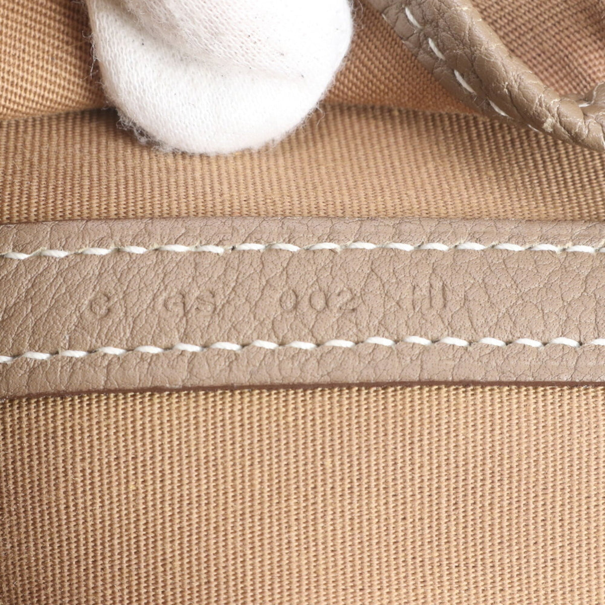Hermes Beige Leather Canvas Shoulder Bag Tote Bag (Pre-Owned)