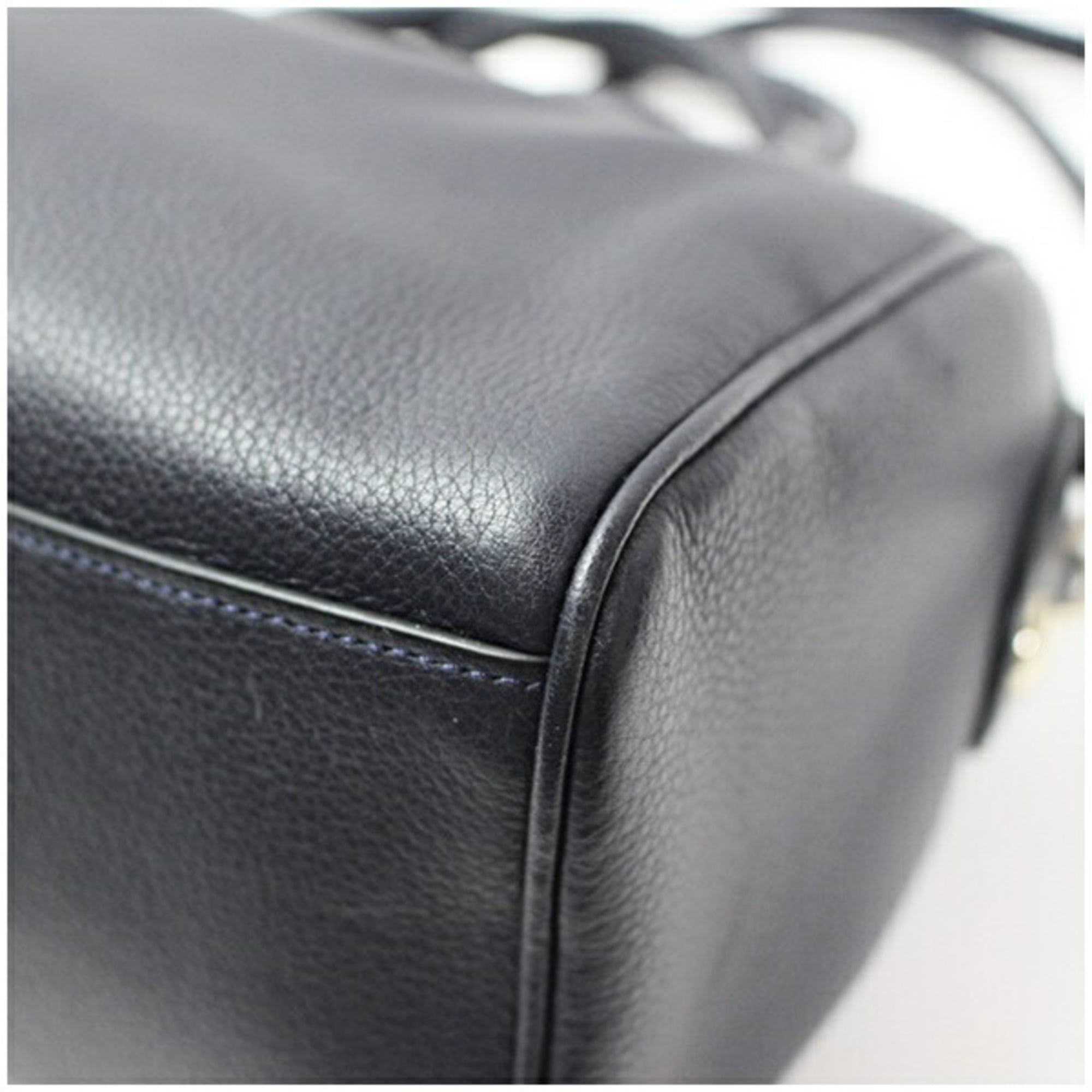 Coach Navy Pvc Leather Boston Bag Handbag Shoulder Bag (Pre-Owned)