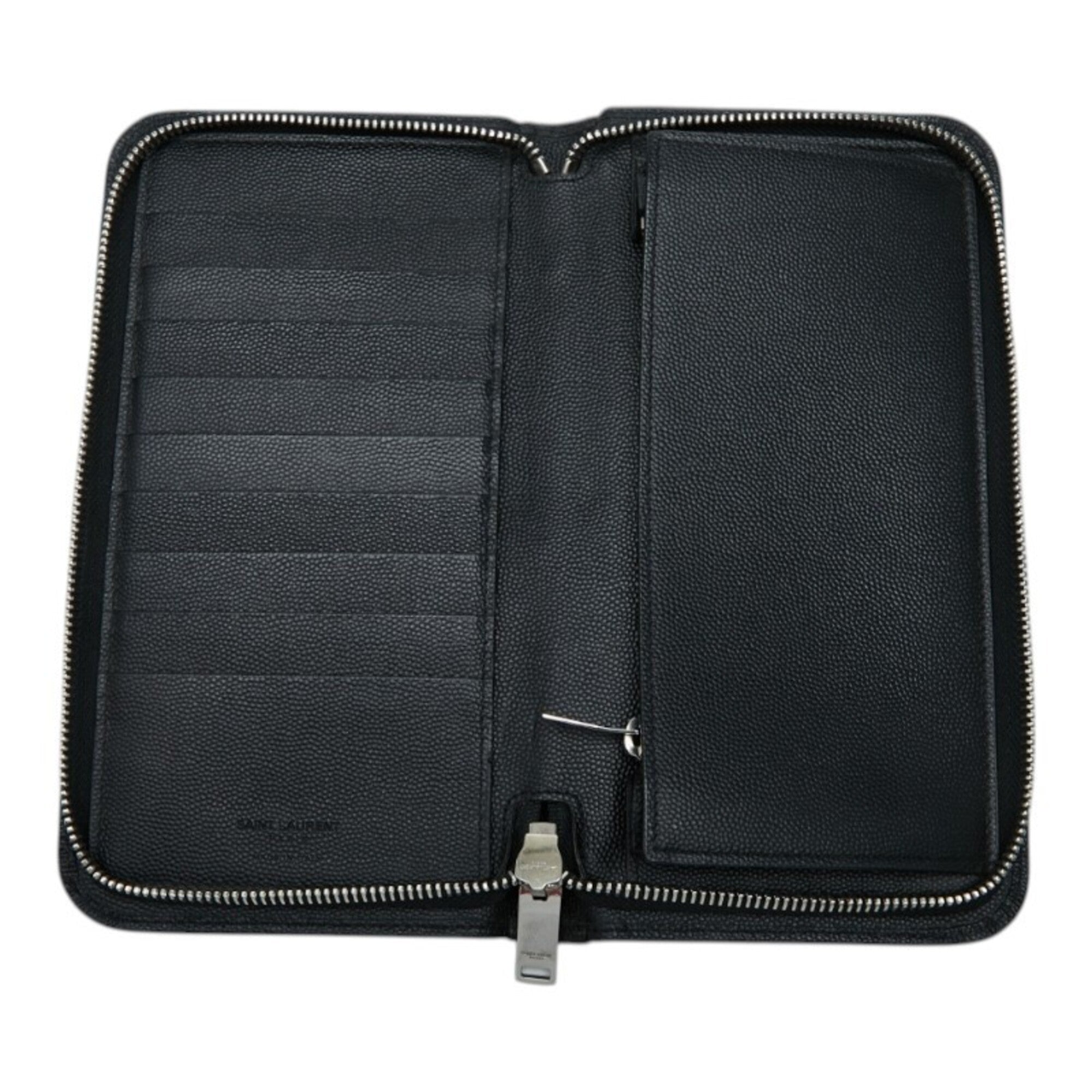 Saint Laurent Black Leather Long Wallet (Bi-Fold) (Pre-Owned)
