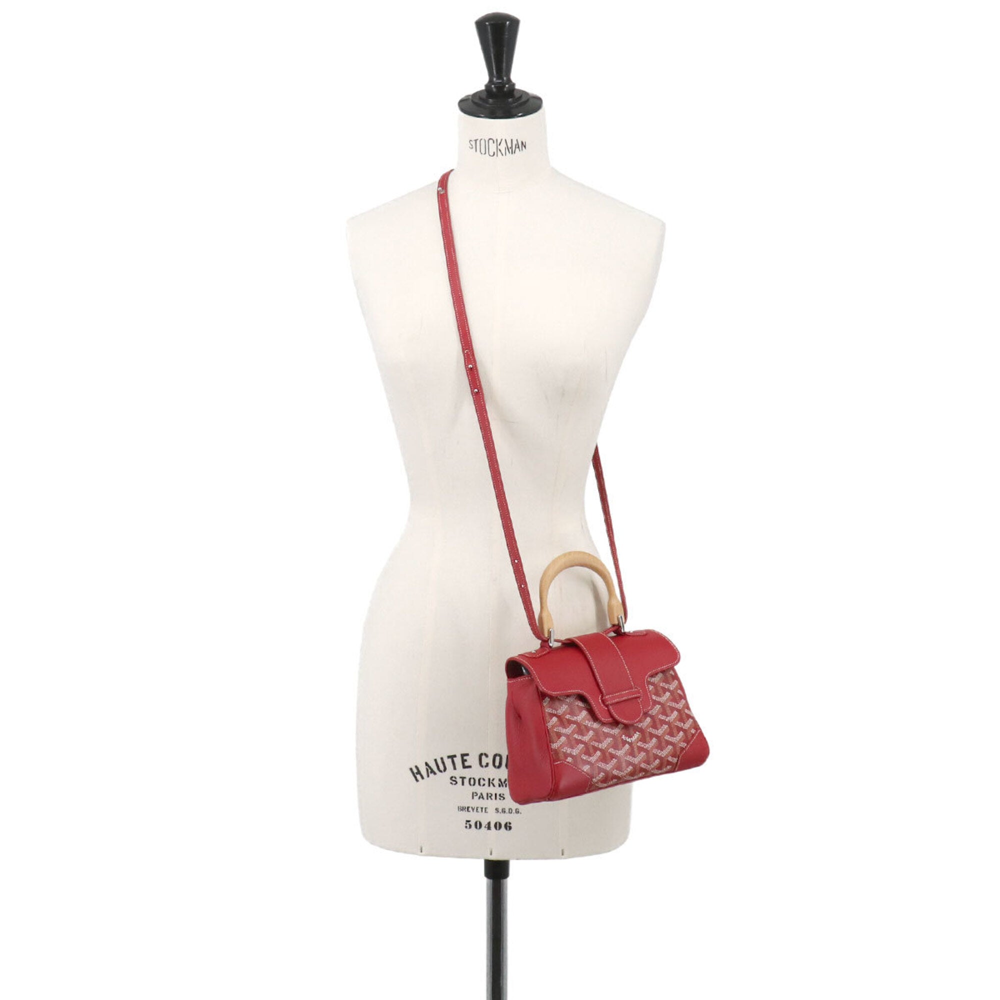 Goyard Red Color Pvc Wood Handbag (Pre-Owned)