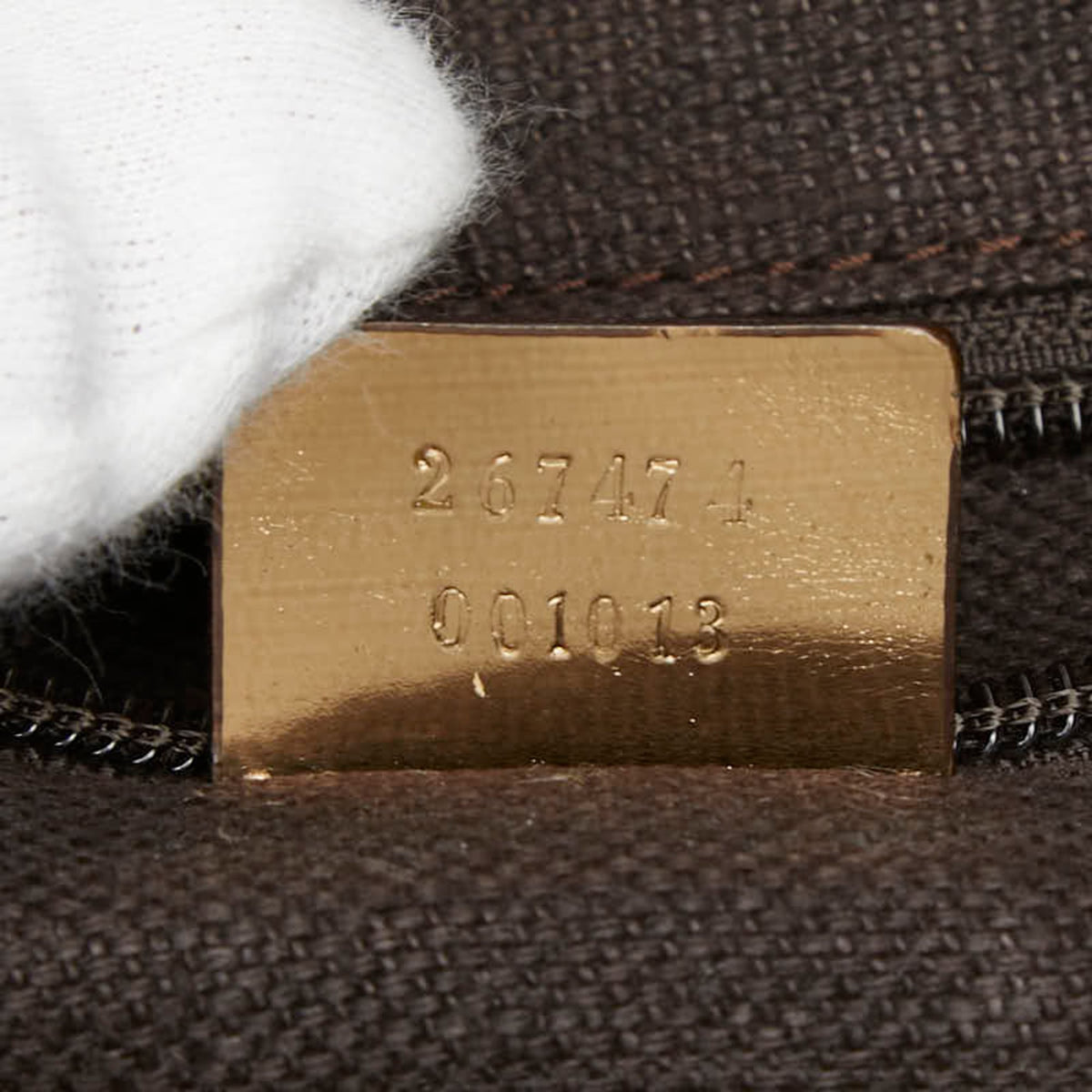Gucci Beige Gold Canvas Leather Tote Bag (Pre-Owned)