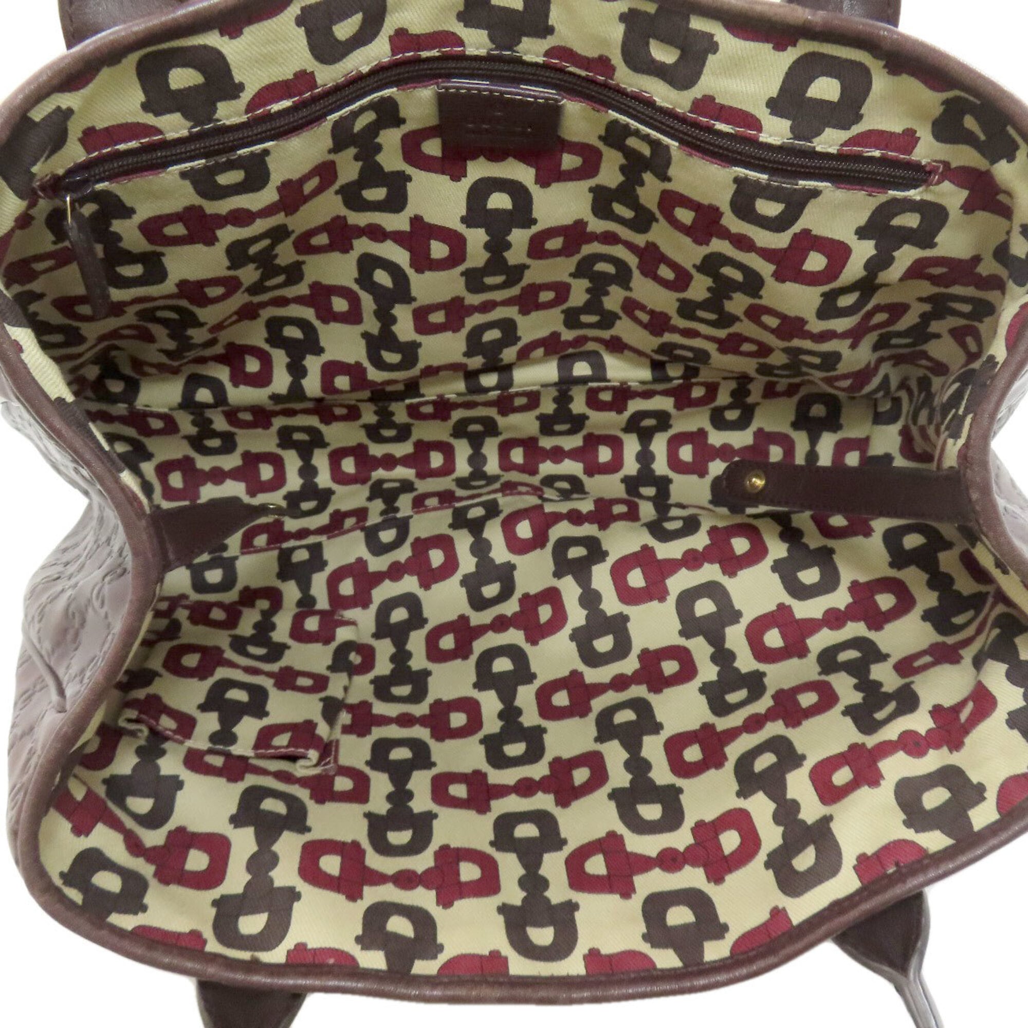 Gucci Dark Brown Leather Tote Bag (Pre-Owned)