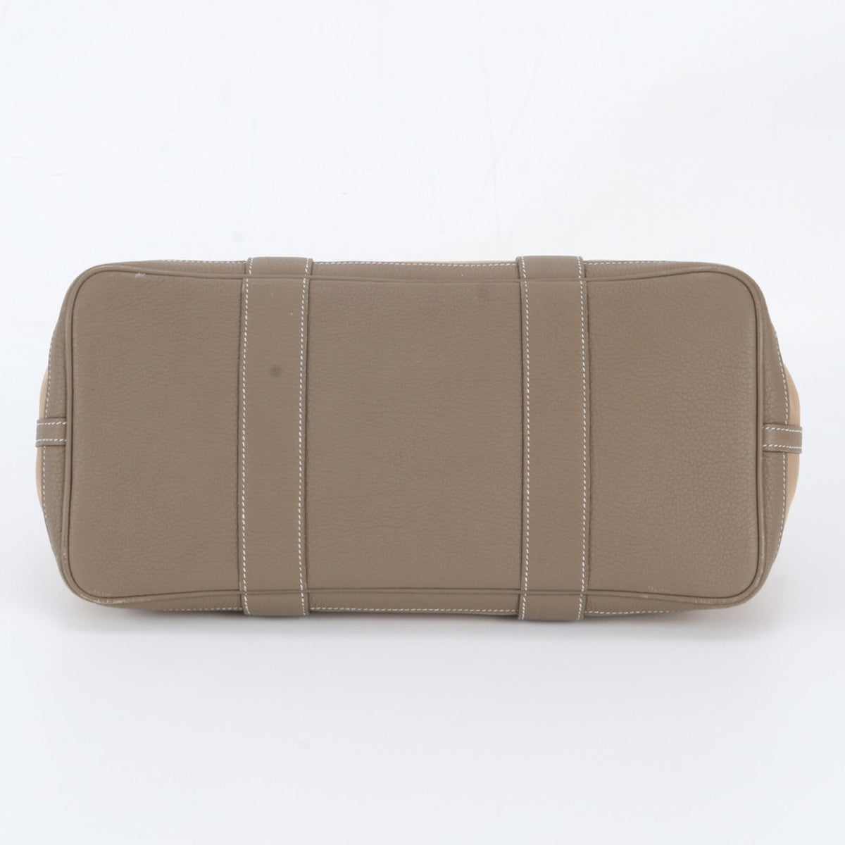 Hermes Beige Leather Canvas Shoulder Bag Tote Bag (Pre-Owned)
